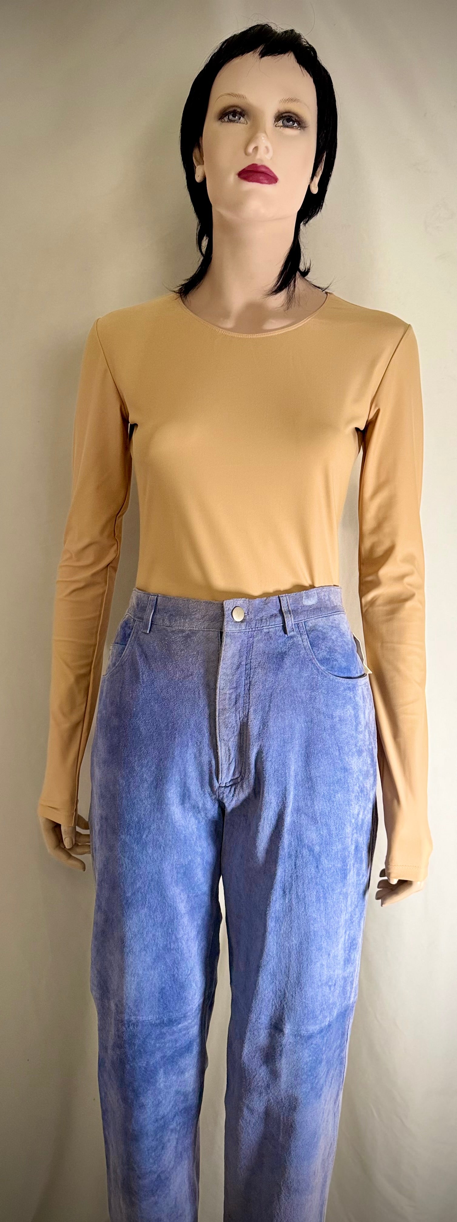 Early 90s Deadstock Powder-Blue Genuine Suede Jeans