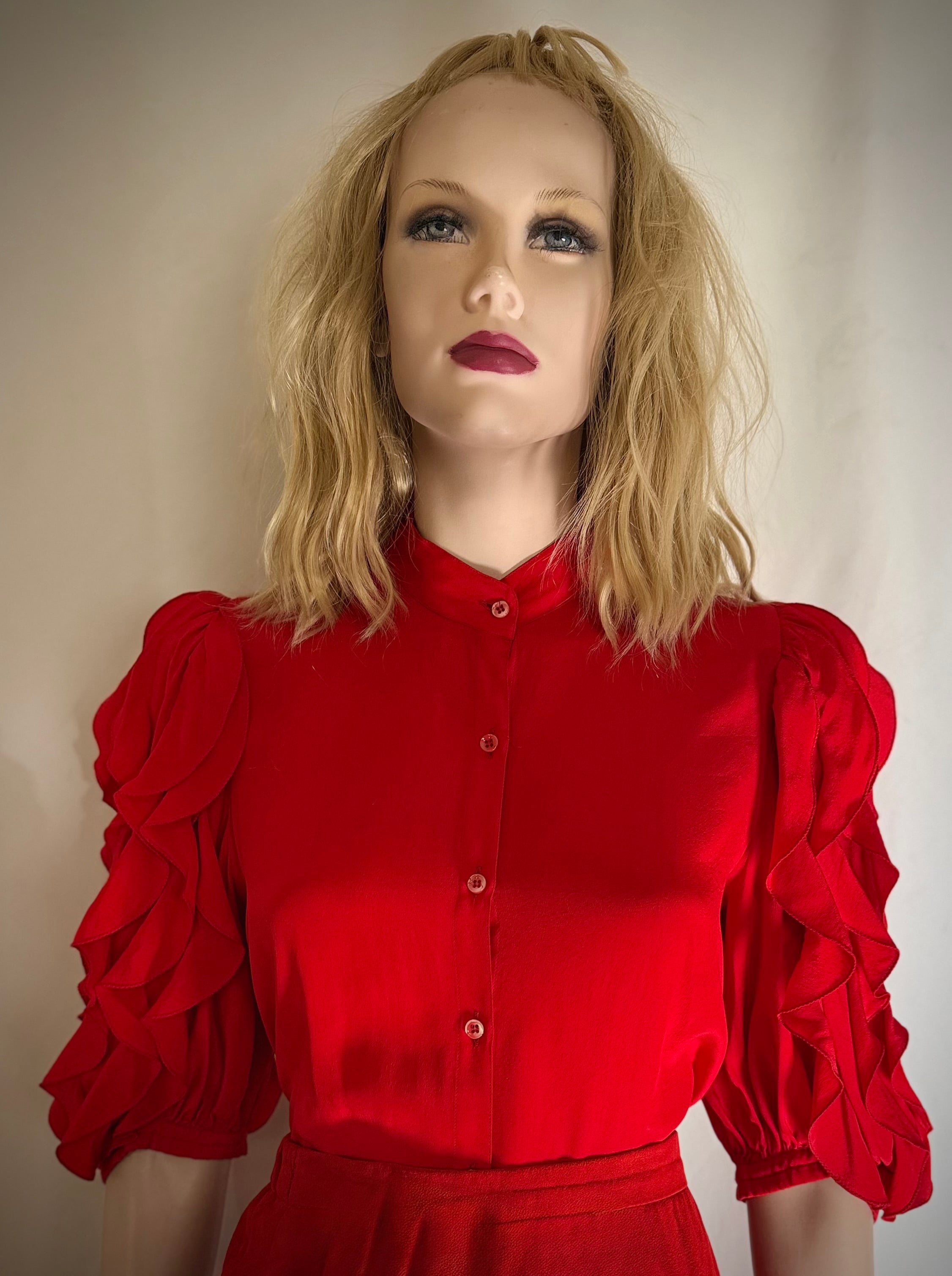 Italian Silk Mandarin Collar Blouse