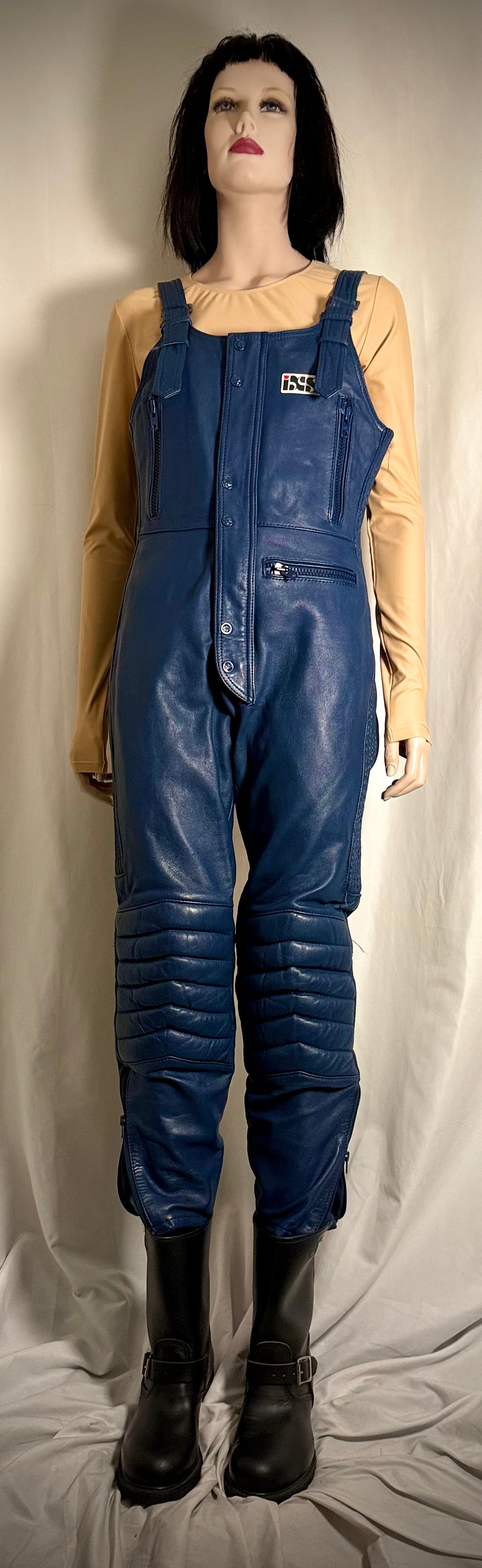 Vintage IXS Blue Leather Motorcycle Overalls -Rare