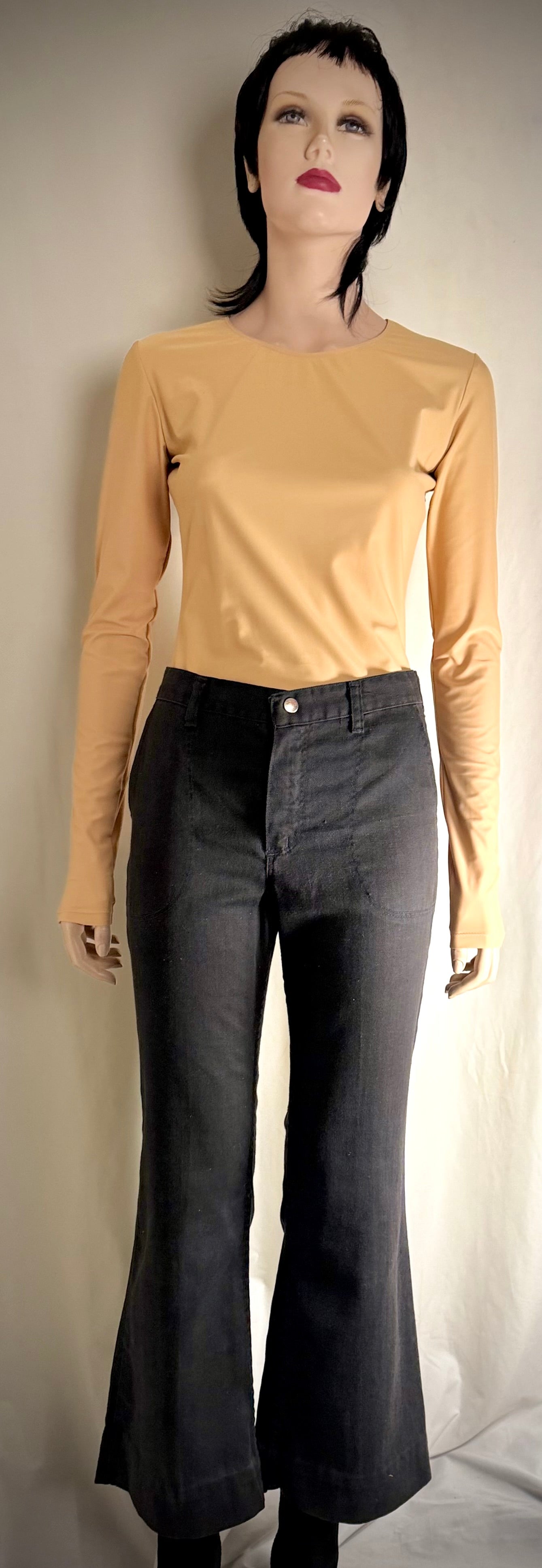 1970s Wrangler Cropped Black Flares - High Waist Western Cut