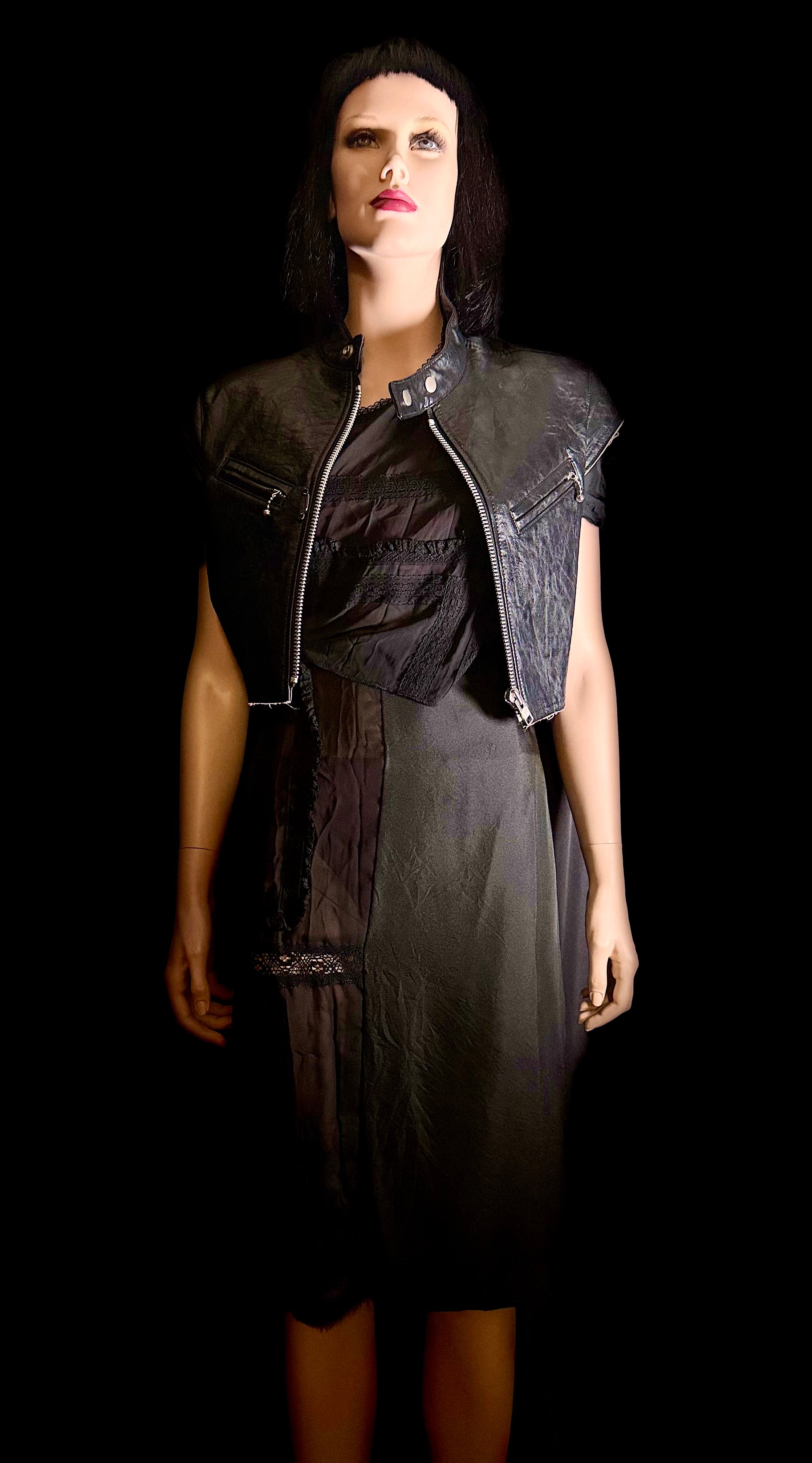 Junya Watanabe Comme des Garçons Deconstructed Patchwork Dress - Avant-Garde Sheer Overlay - Made in Japan - Size S