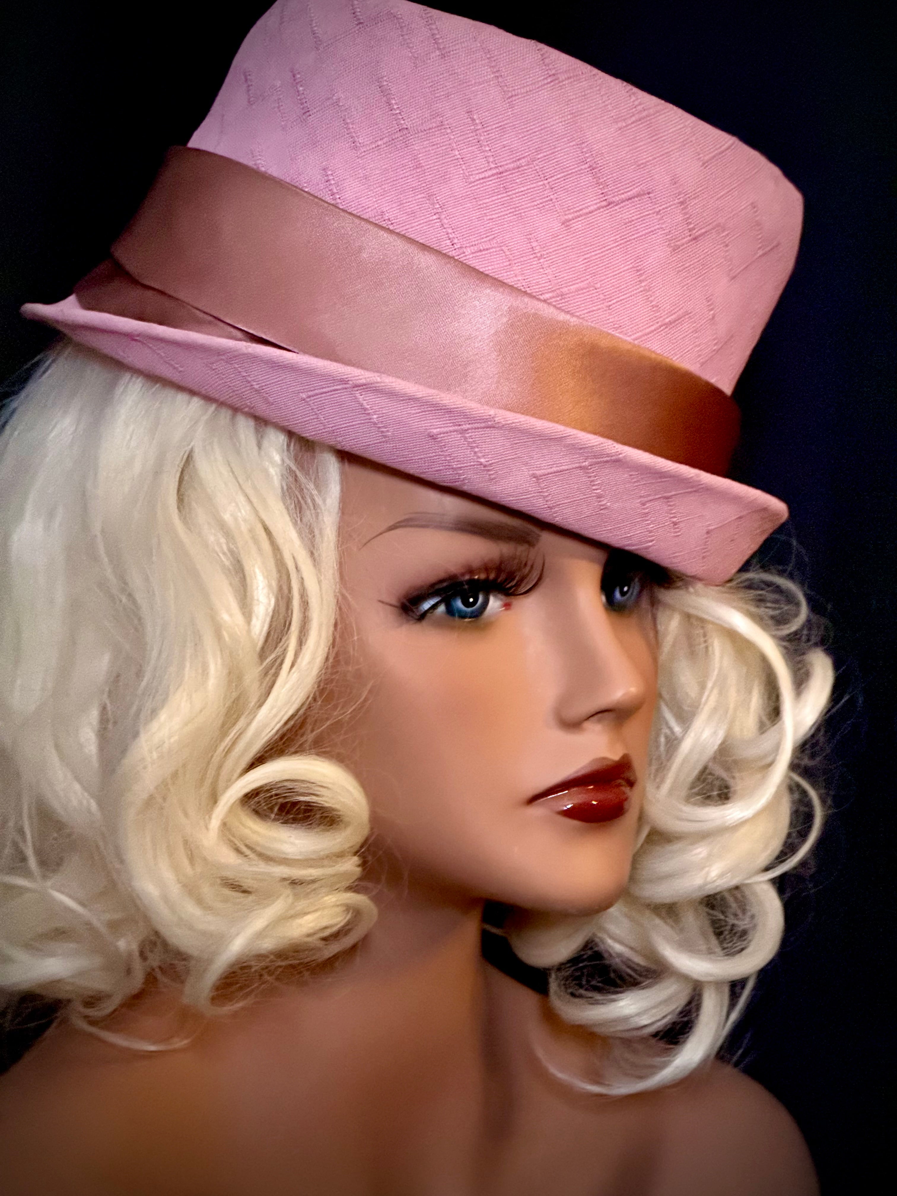 Vintage Sculptural Pink Textured Hat with Satin Band - Mid Century Style Statement