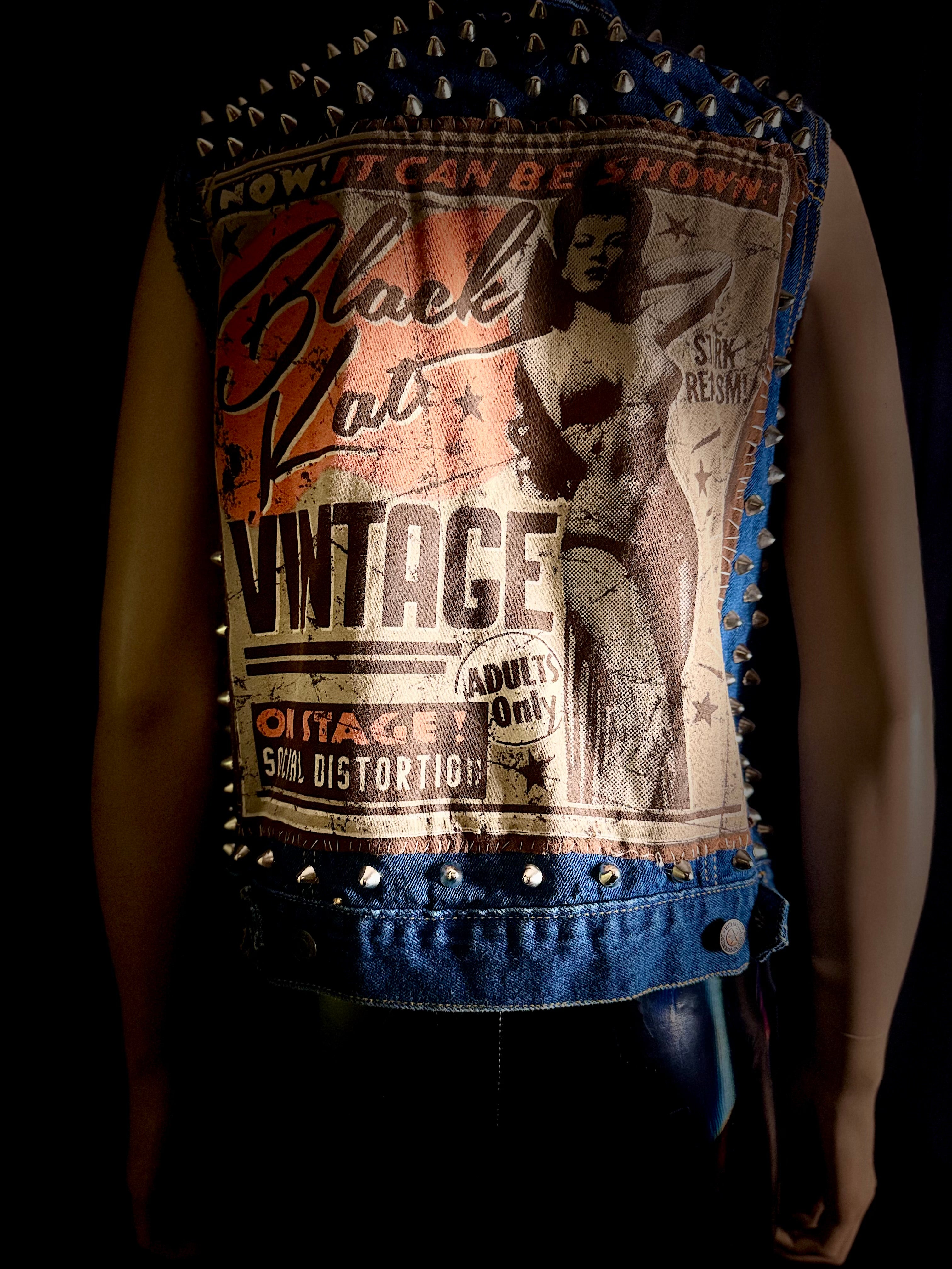 ONE-OF-A-KIND CUSTOM STUDDED DENIM VEST - SOCIAL DISTORTION
