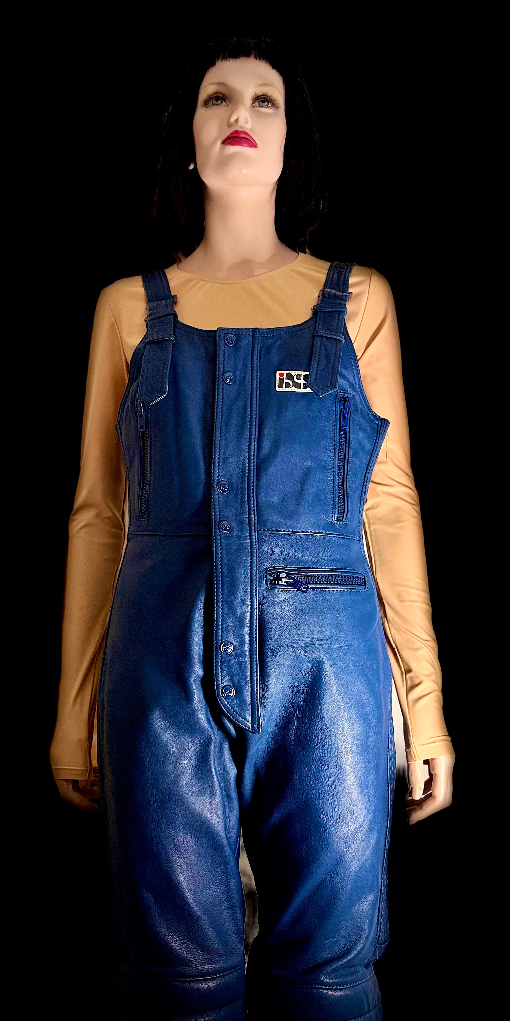 Vintage IXS Blue Leather Motorcycle Overalls -Rare