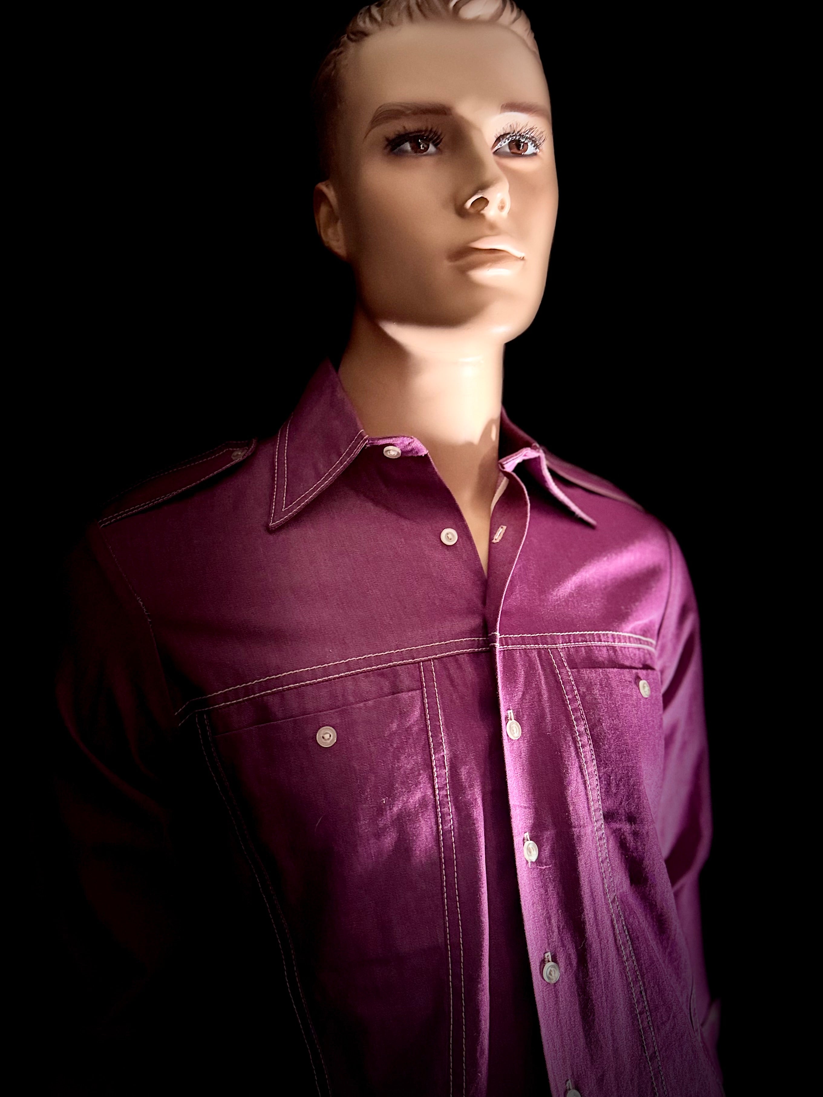 1960s Bisley Australian-Made Purple Denim Work Shirt – Deadstock