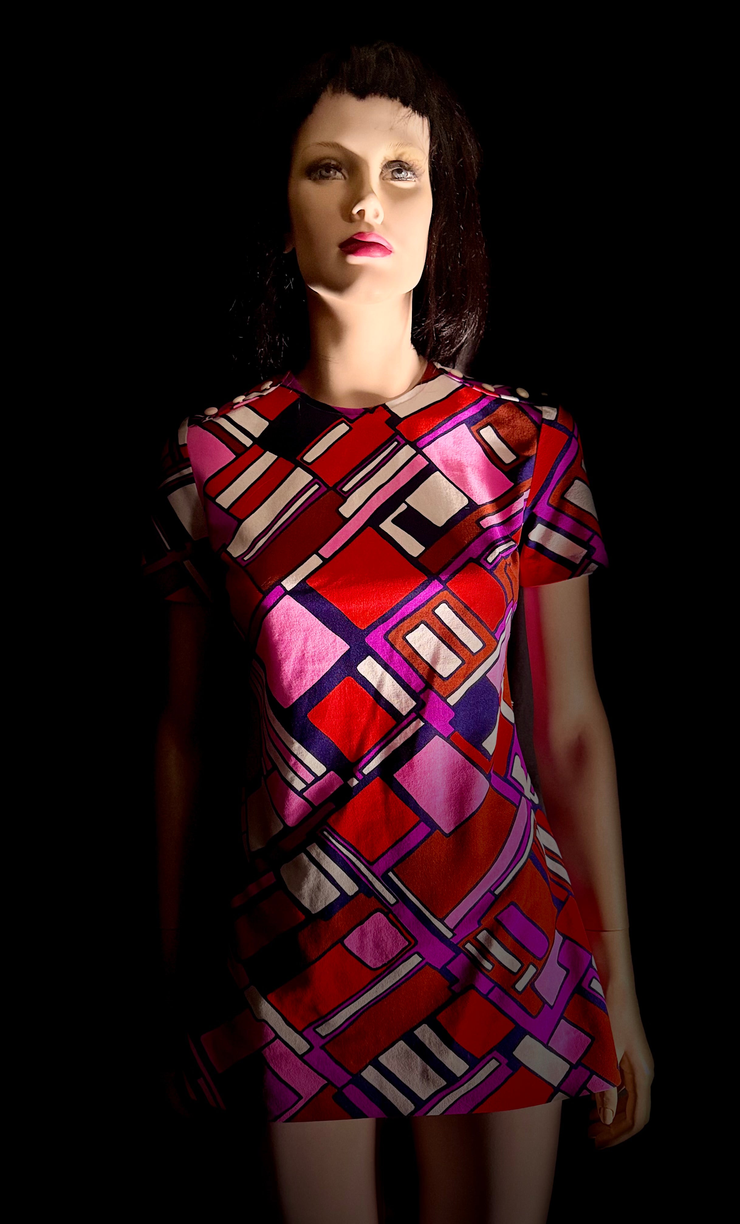 1960s Abstract Print Shift Dress – Mod Graphic Mini
