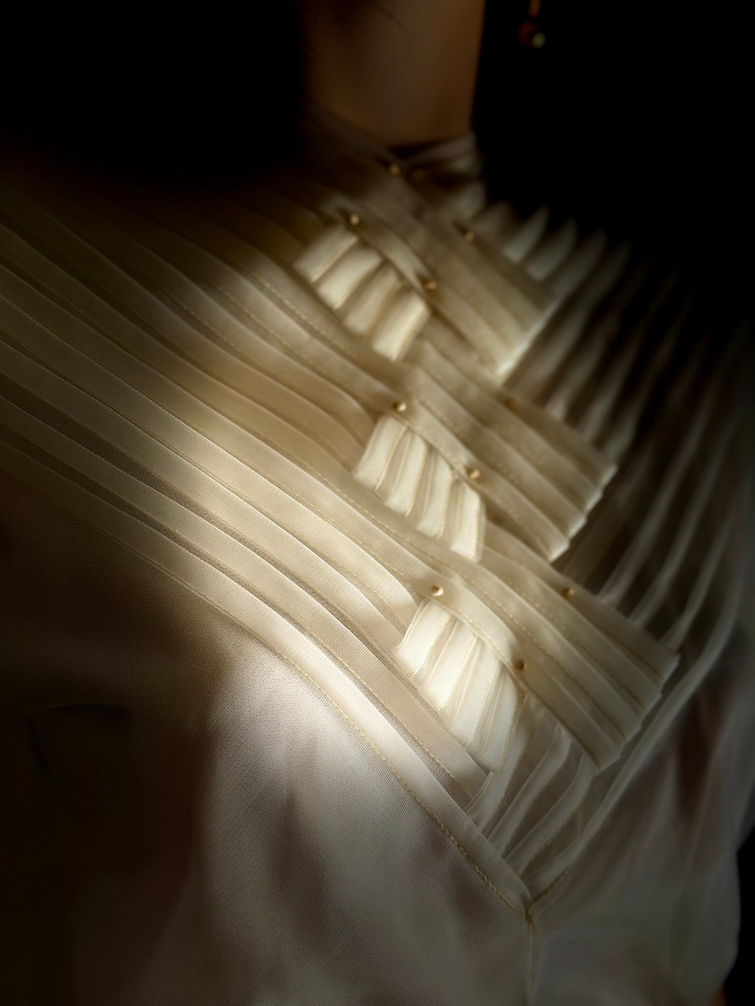1950s Ivory Pleated Panel Blouse - Immaculate Condition