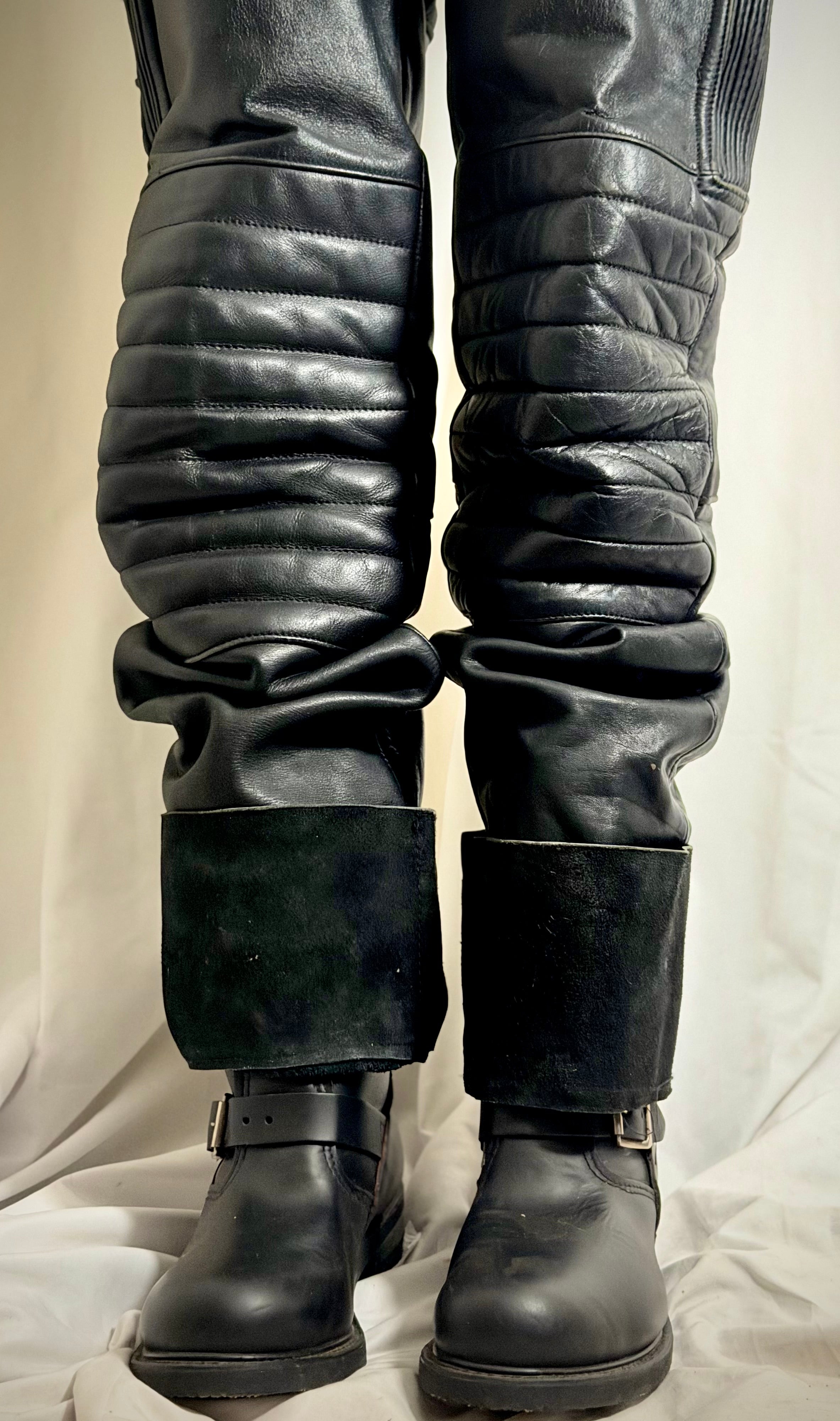 Hein Gericke Black Leather Motorcycle Overalls