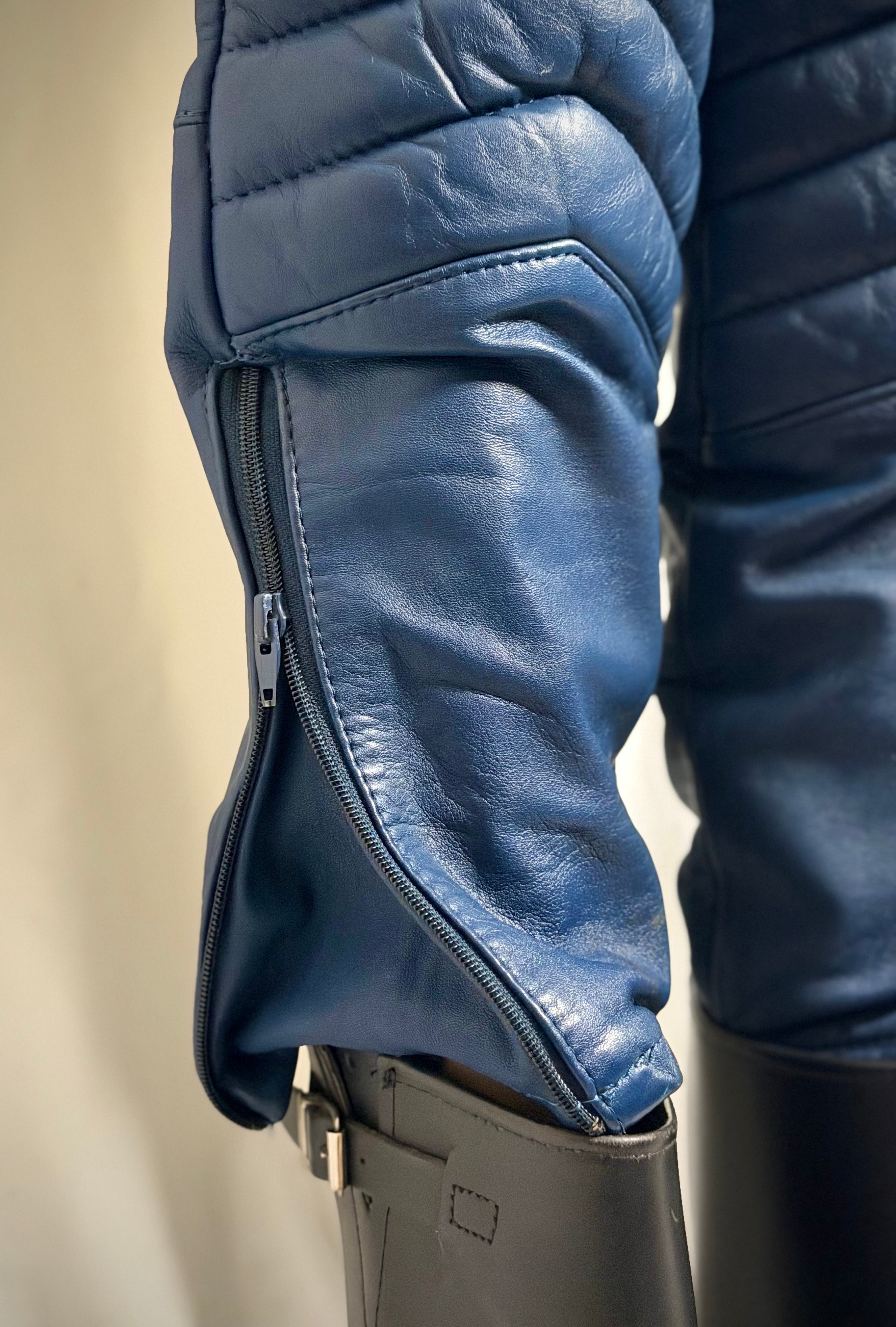 Vintage IXS Blue Leather Motorcycle Overalls -Rare