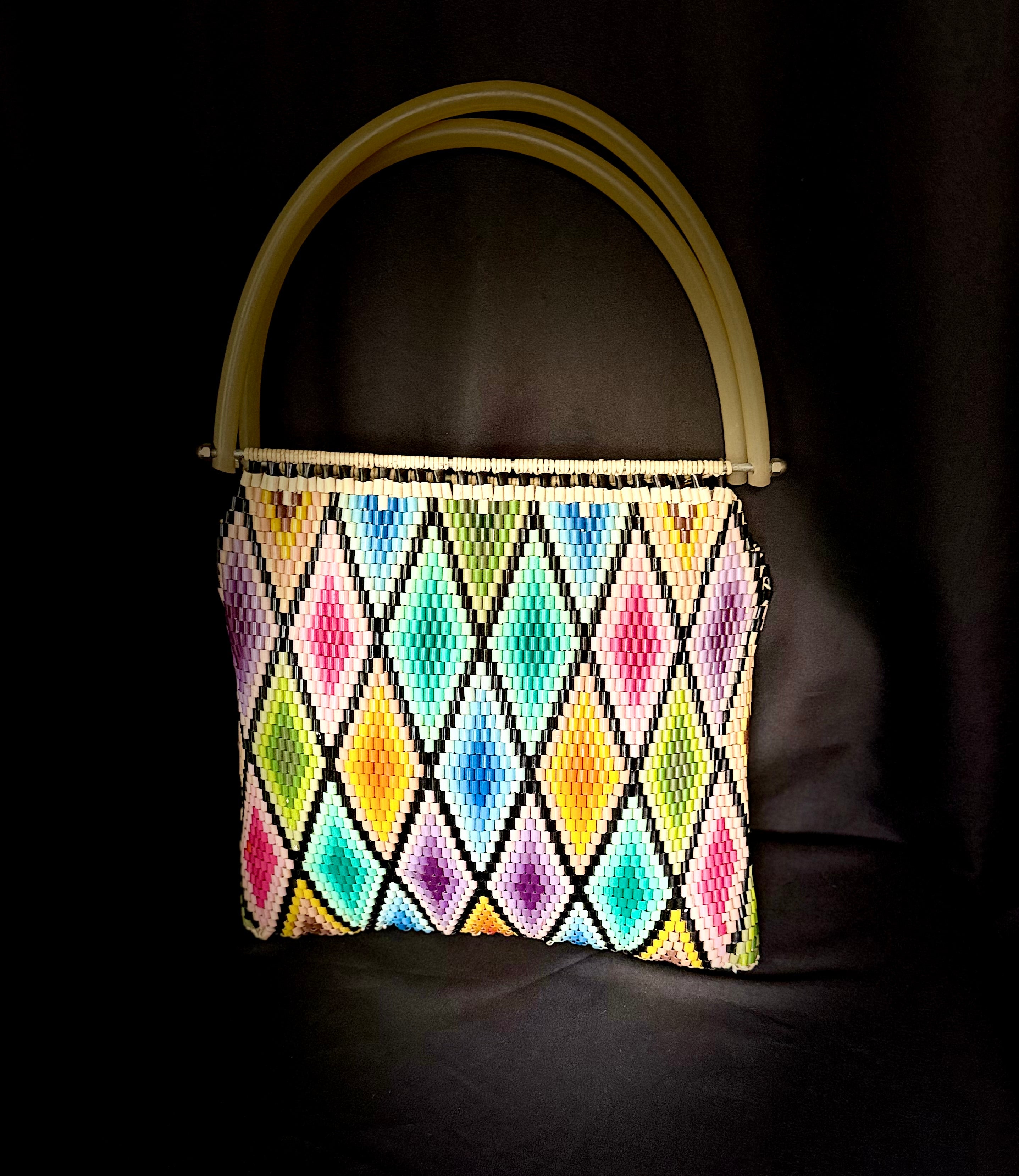 Mosaic Tote - 1960s Hand-Beaded Bag