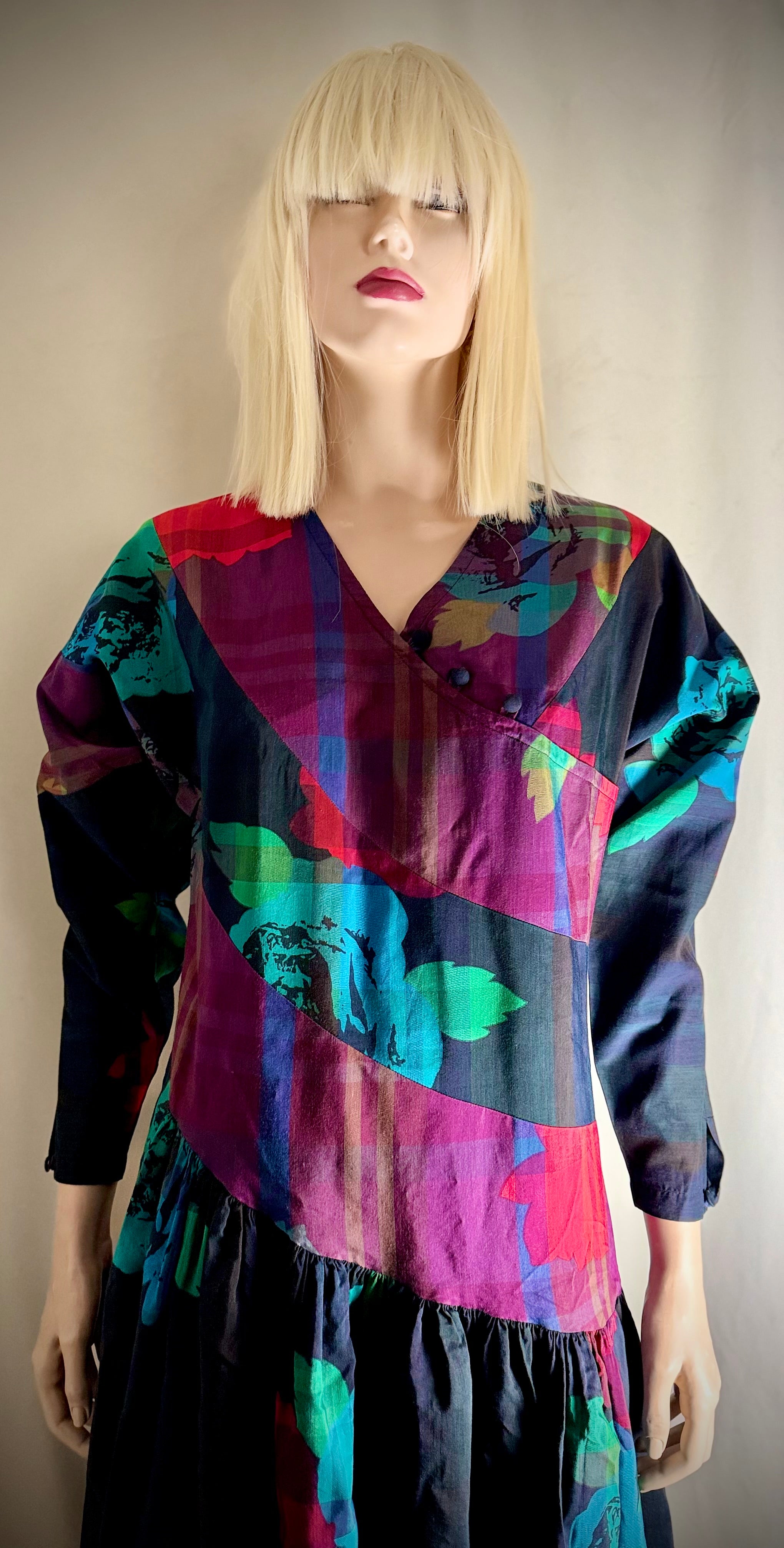 1980s Chacok Romance Printed Dress - Made In France
