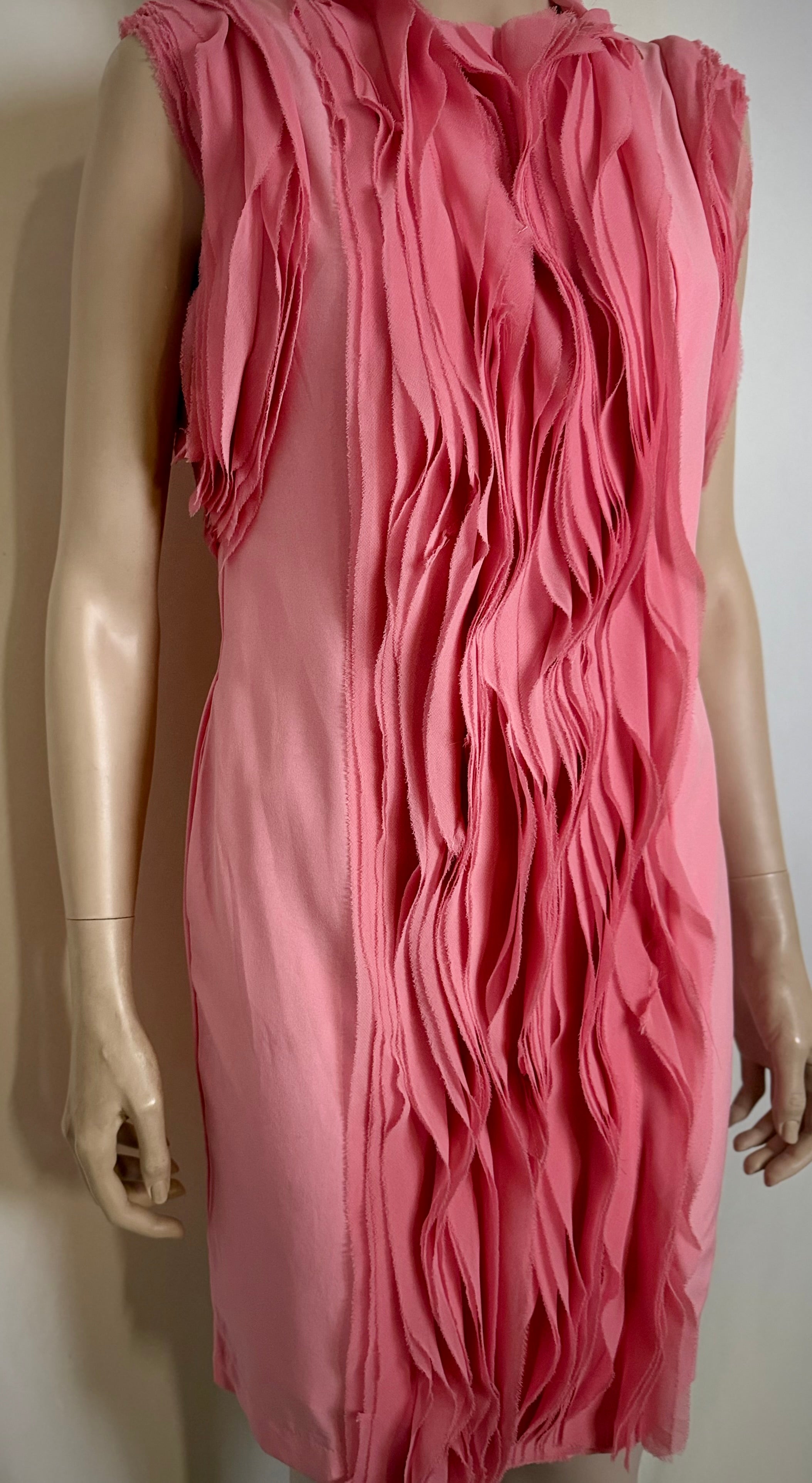 Late 80s / Early 90s Textured Pink Sleeveless Dress - Sculptural Surface Detail