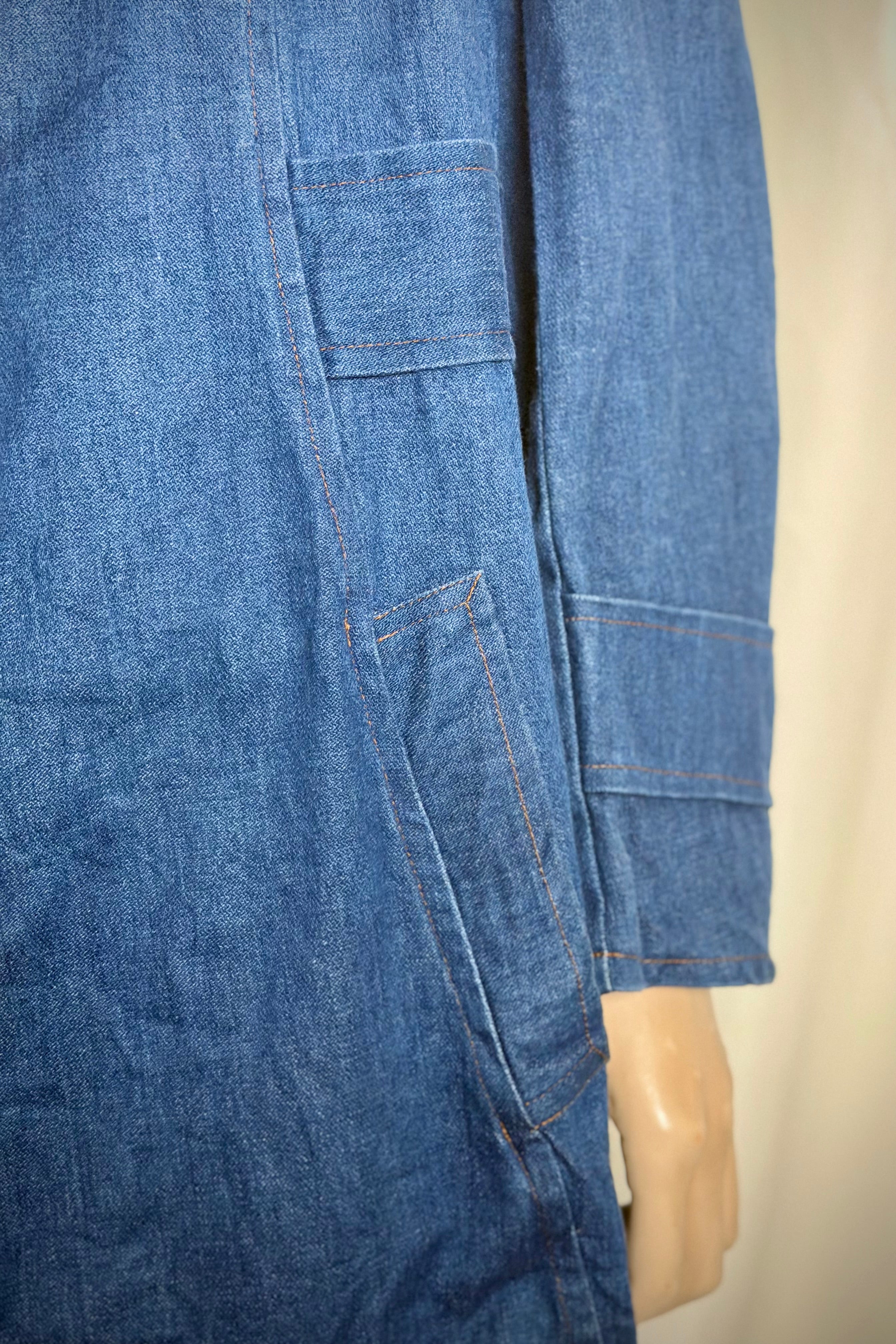 Late 60s French Indigo Utility Jacket – Military Workwear, Long Line
