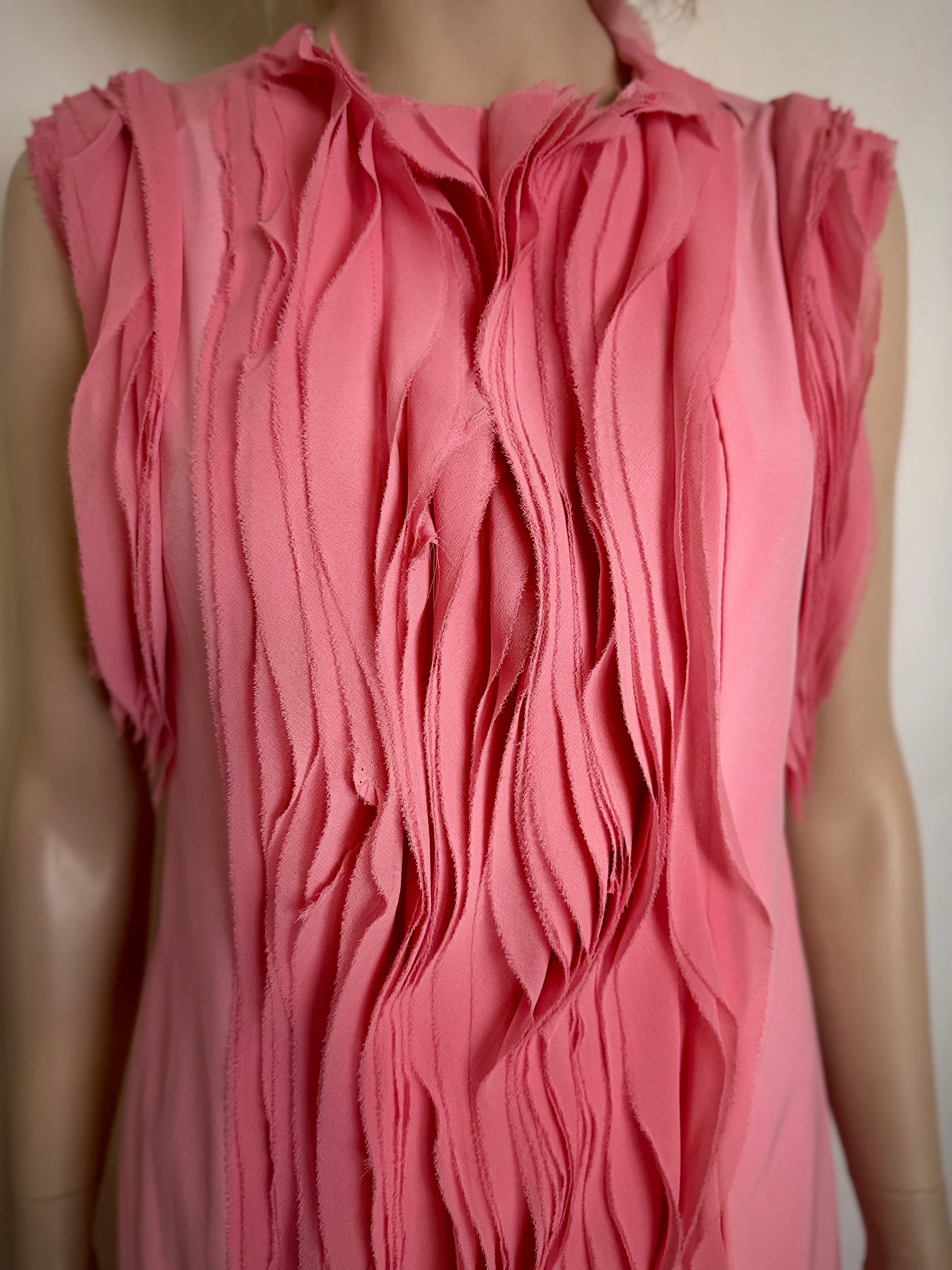 Late 80s / Early 90s Textured Pink Sleeveless Dress - Sculptural Surface Detail