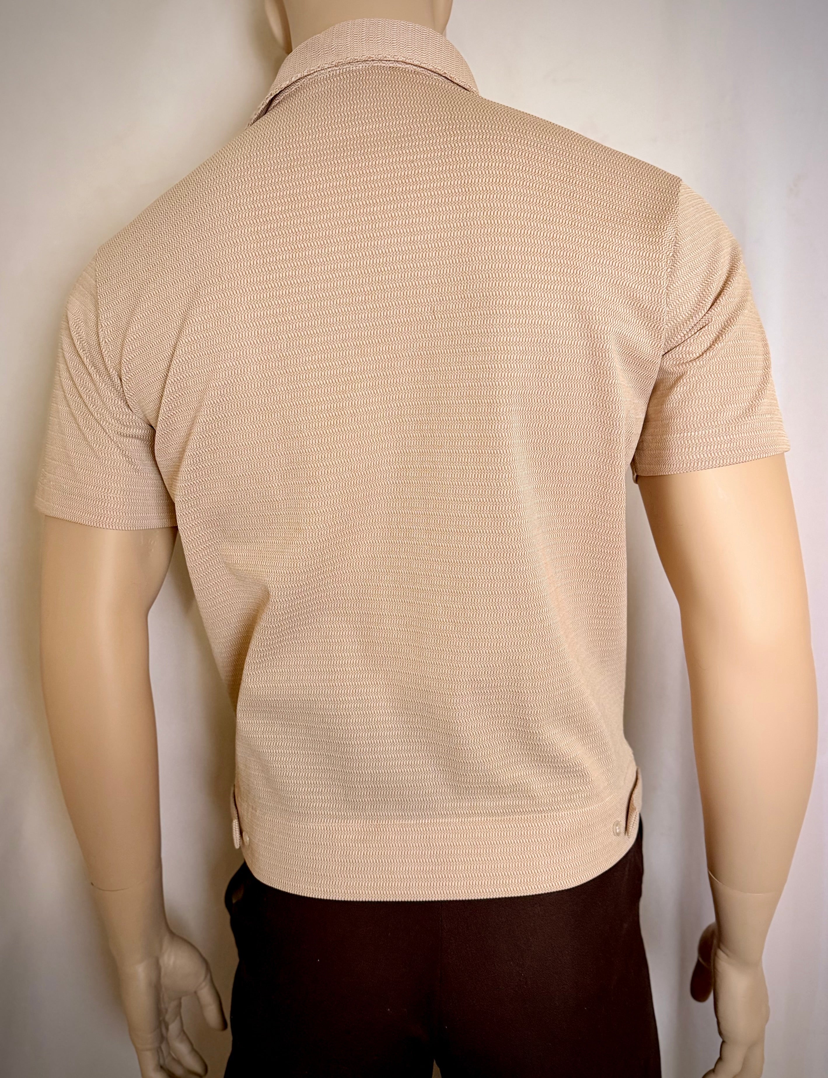 Late 1960s Early 1970s Sheer Openwork Knit Panel Shirt- Made in Korea