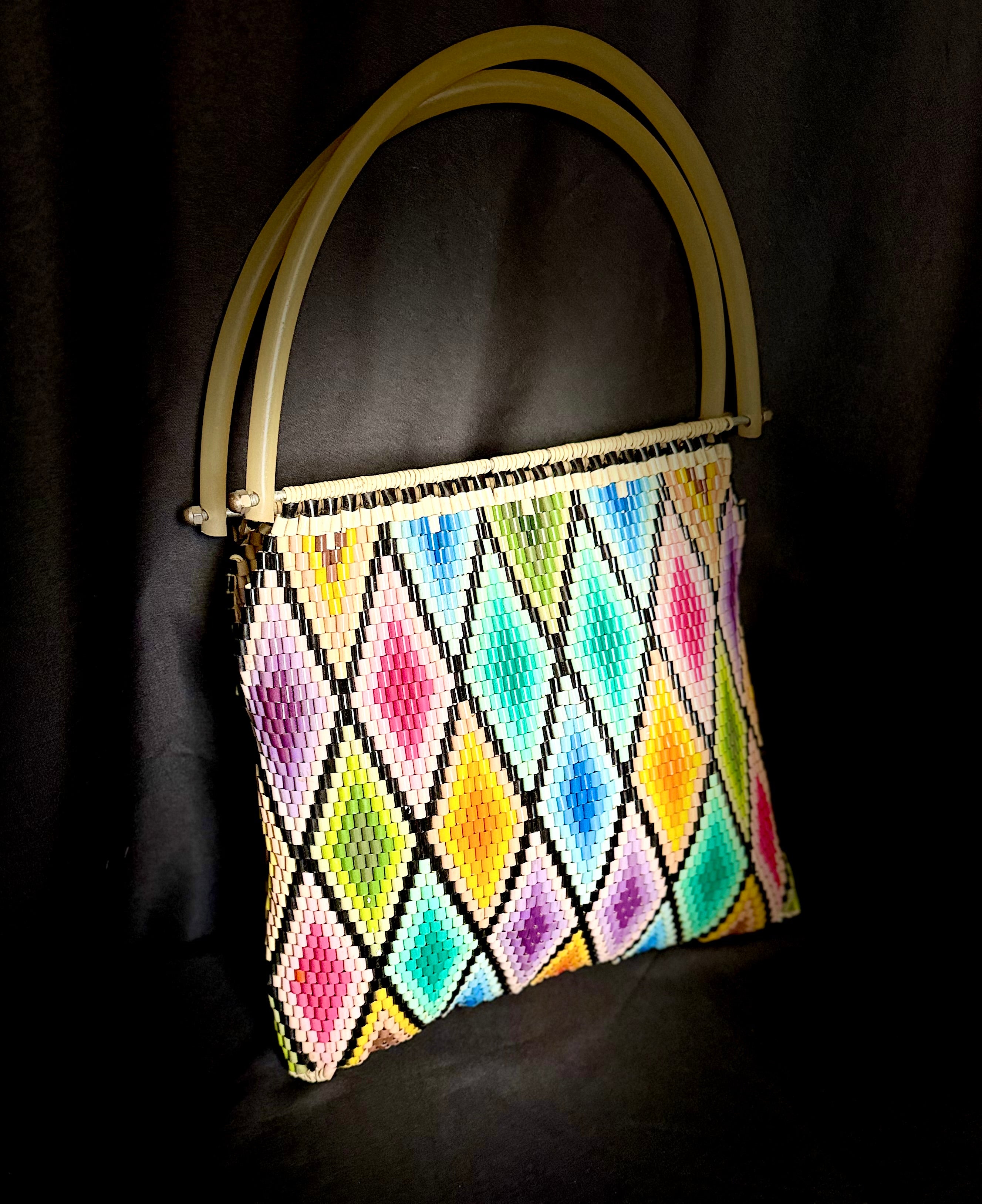 Mosaic Tote - 1960s Hand-Beaded Bag