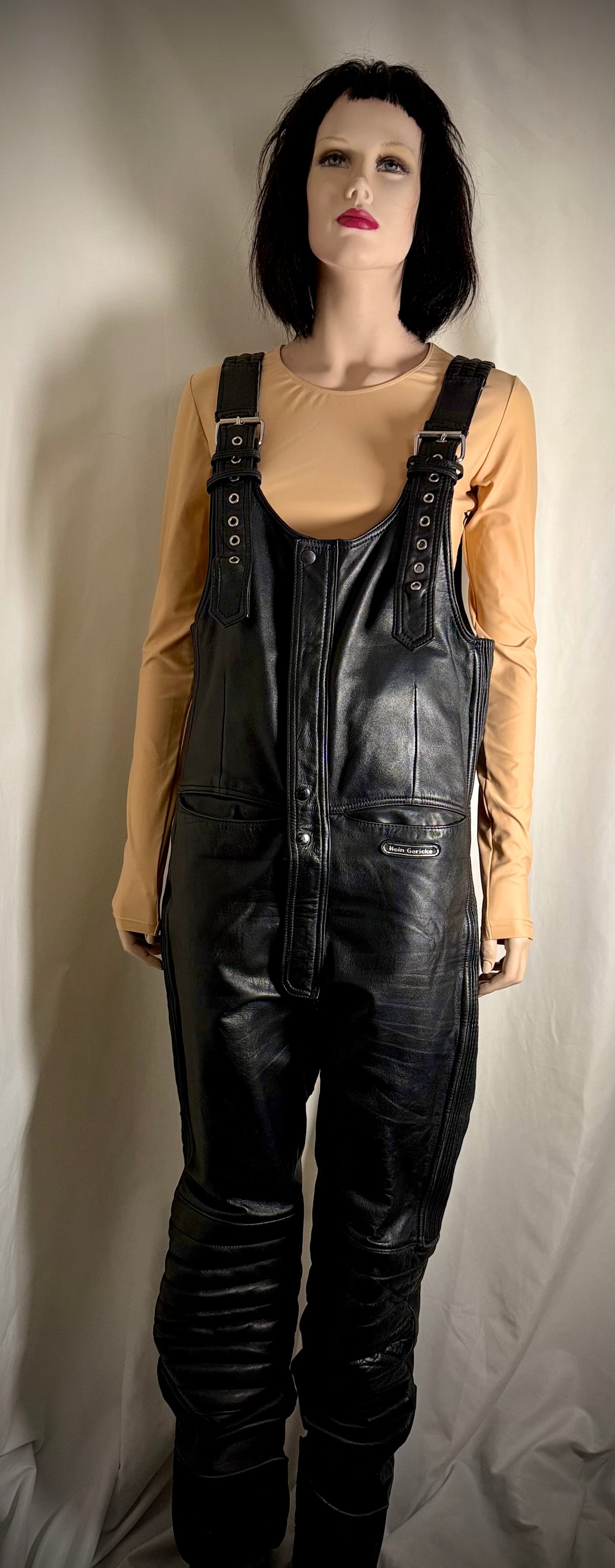 Hein Gericke Black Leather Motorcycle Overalls