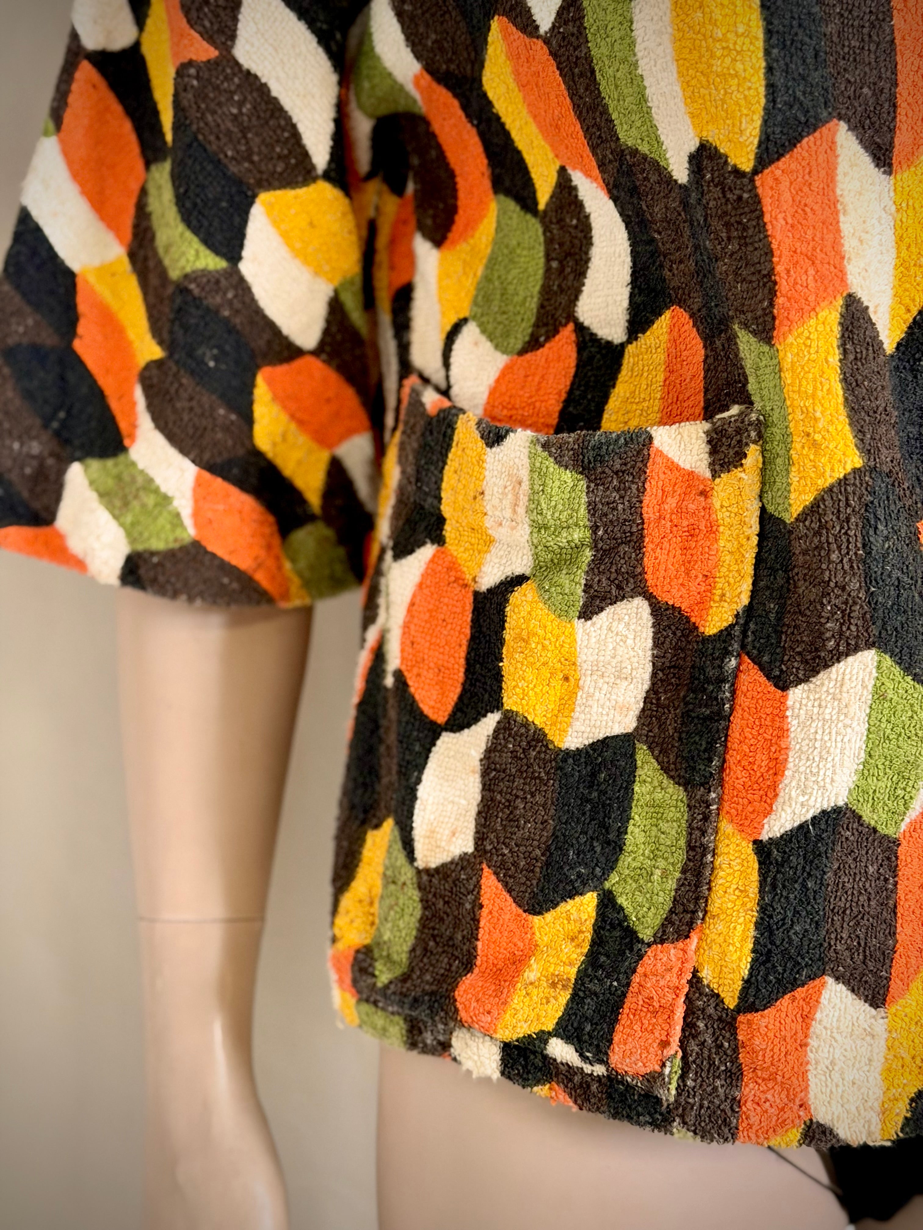 Vintage 1960s Towelling Cover-Up Jacket | Unworn | Graphic Mid-Century Print