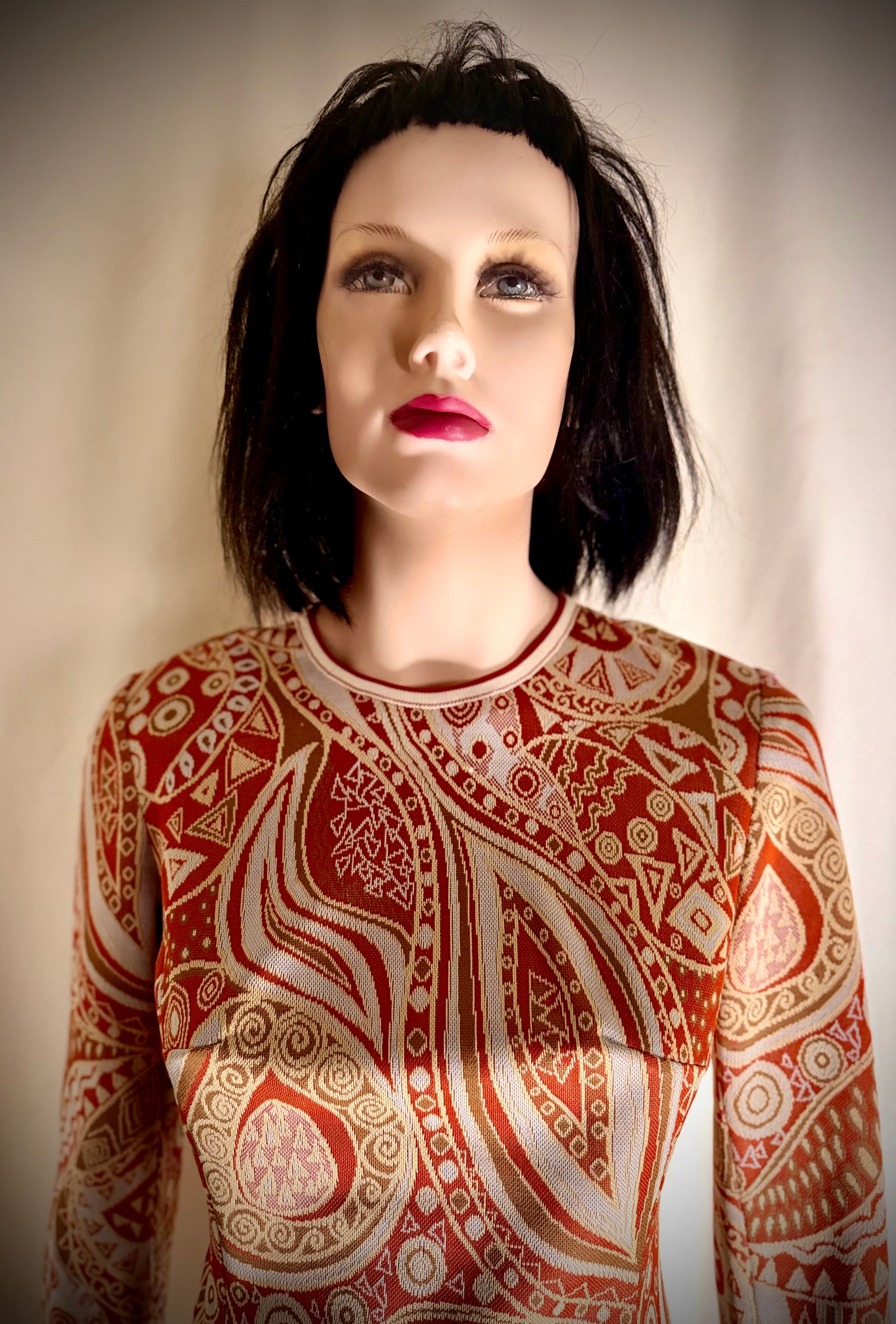 1960s Mod Graphic Knit Mini Dress | Long Sleeve | Mint Condition