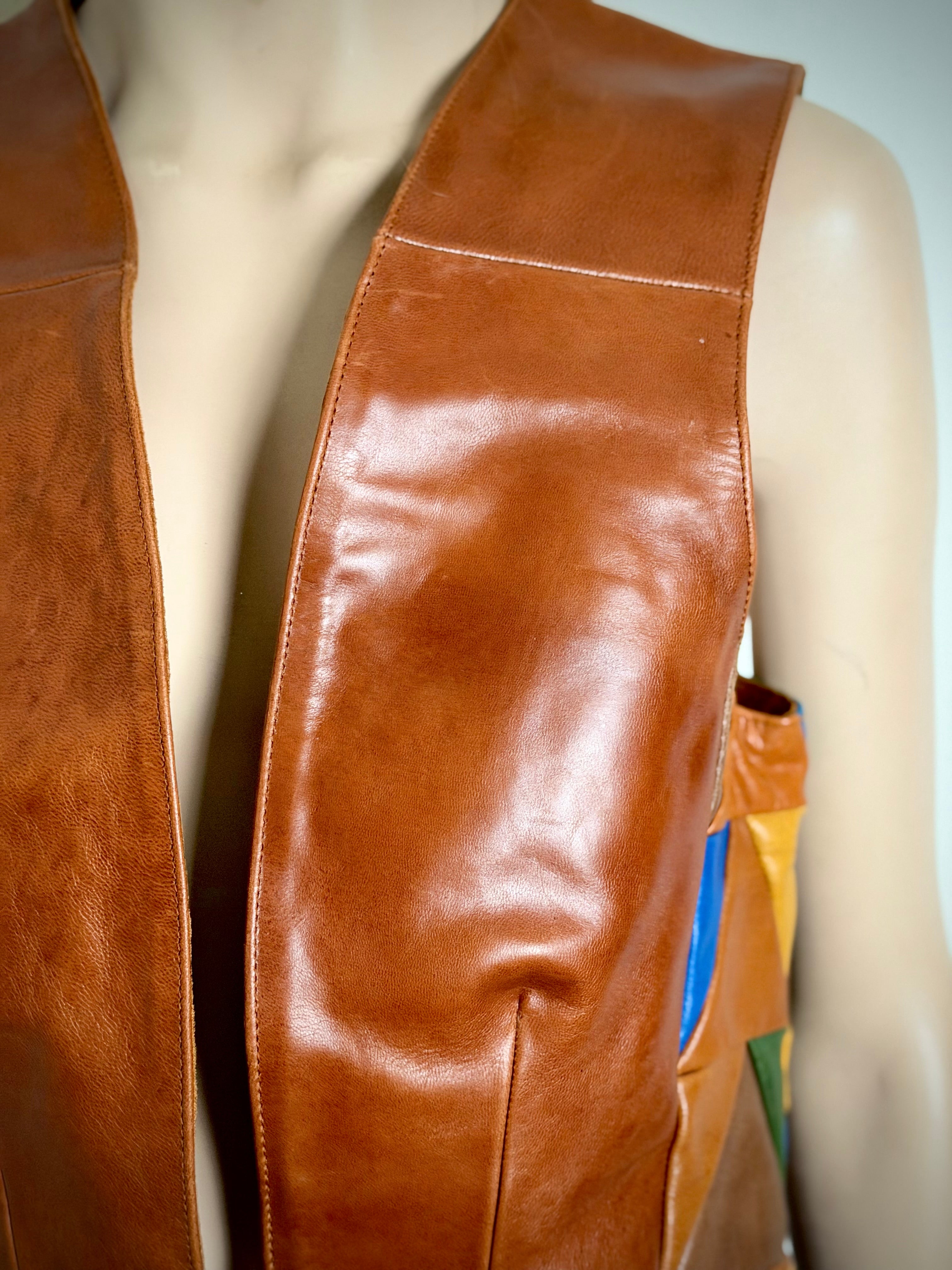 1990s Handcrafted Leather Patchwork Vest