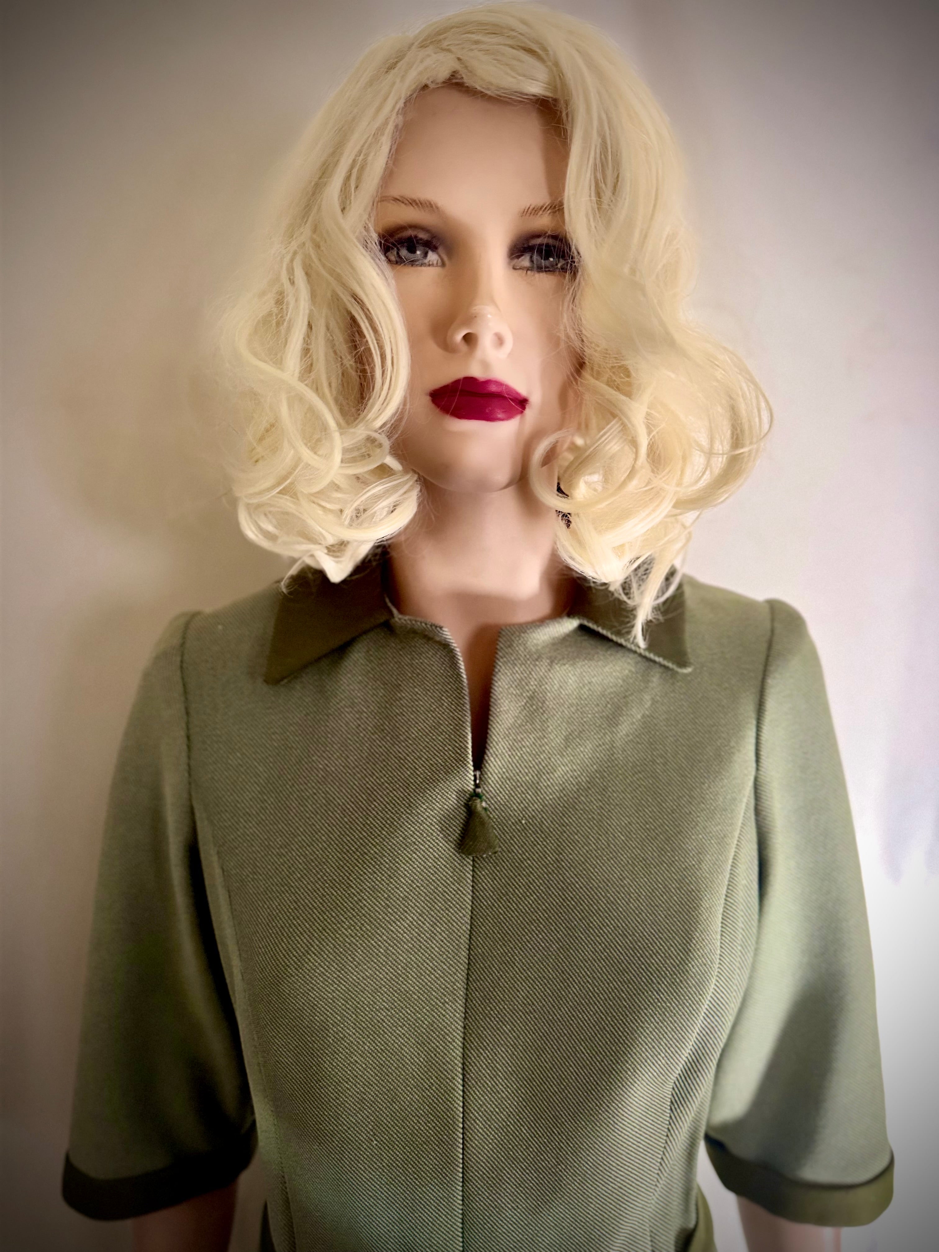 1960s Shift Dress - Olive / Moss Tone