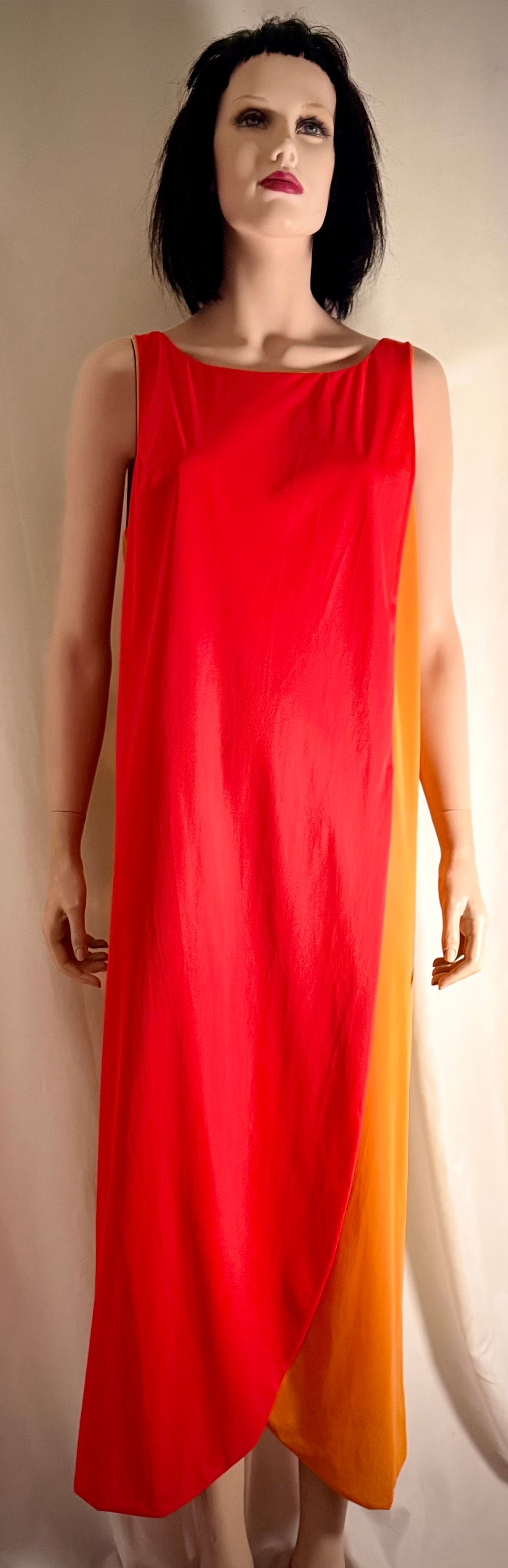 Rare 1960s Colour-Block Silk Column Gown - Miami Collector Piece