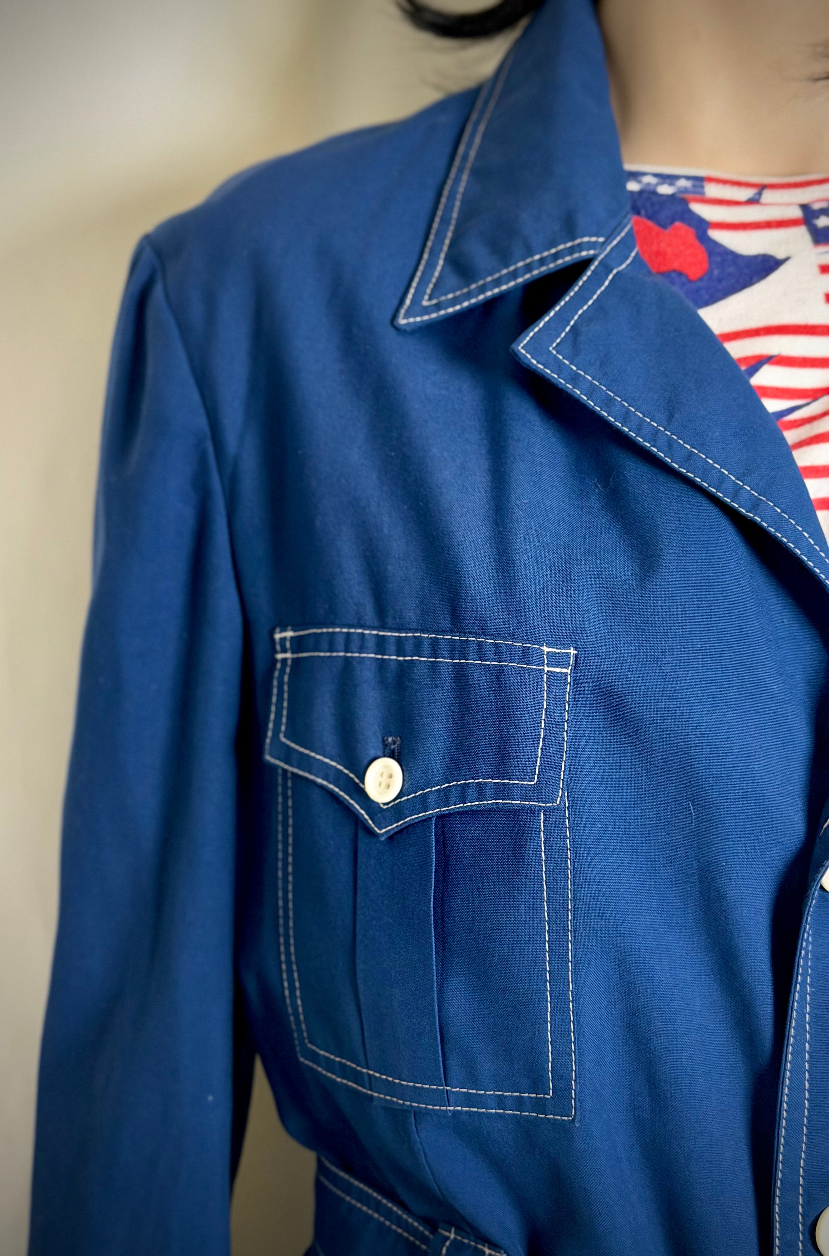 Late 1960s–Early 1970s Blue Utility | Safari Jacket