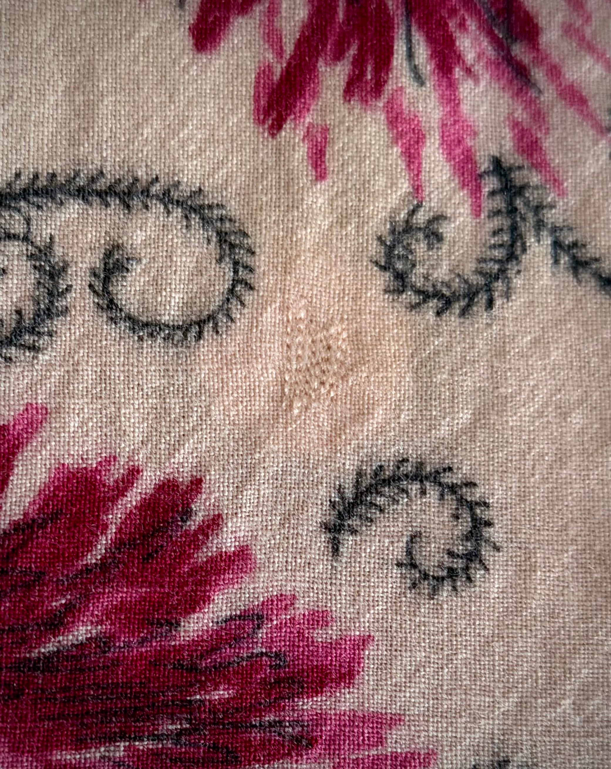 Circa 1940s Cotton Day Dress with Raspberry Print- Professionally Restored