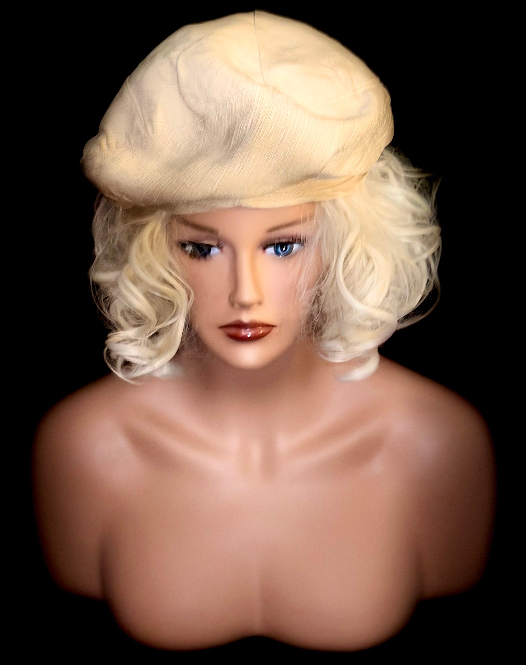 Twist Turban Beret - 1950s Champagne Cream
