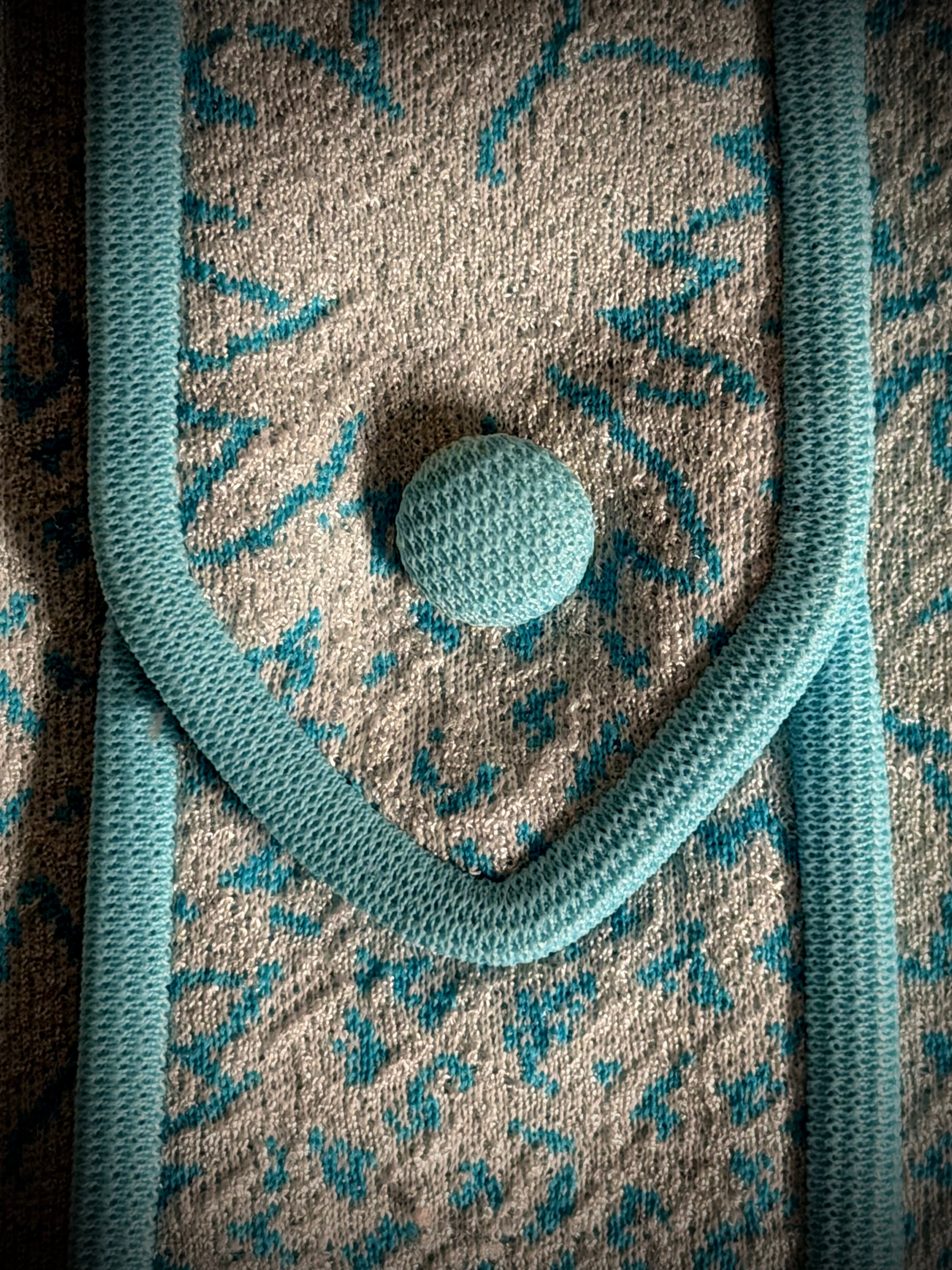 Immaculate 1960s Turquoise-Trimmed Textured Day Dress