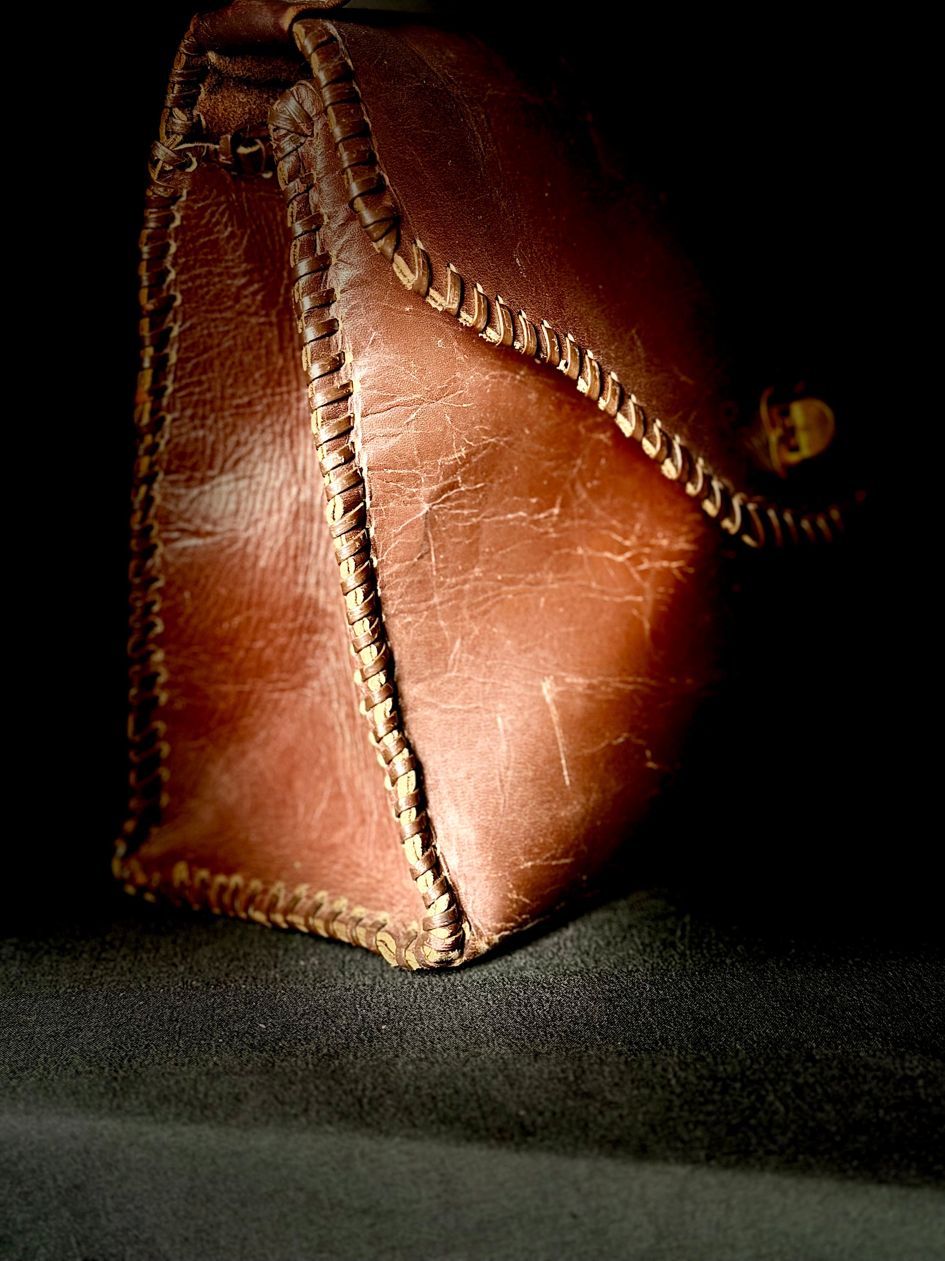 Late 1940s Chocolate Brown Leather Handbag
With Original 1963 Receipts Found Inside