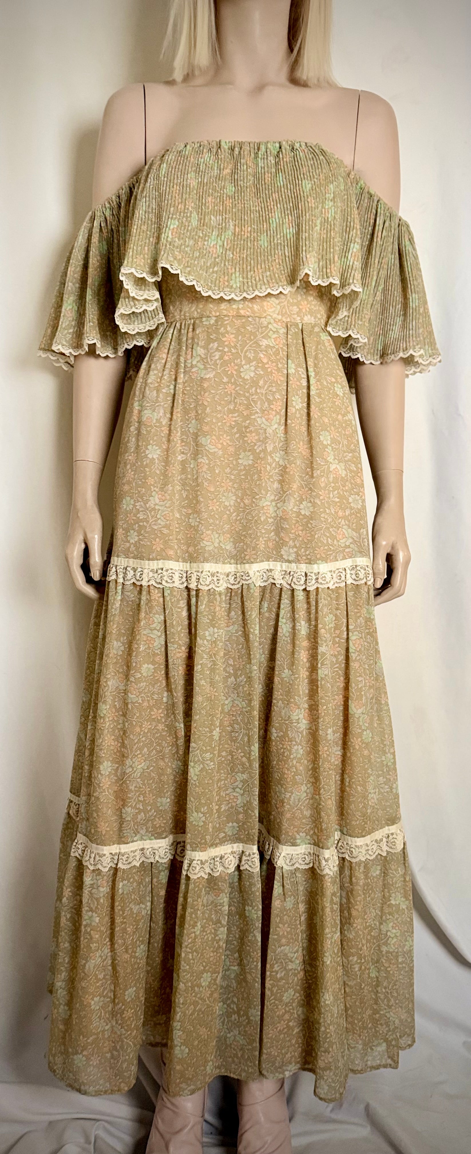 1970s Candi Jones California Floral Maxi Dress