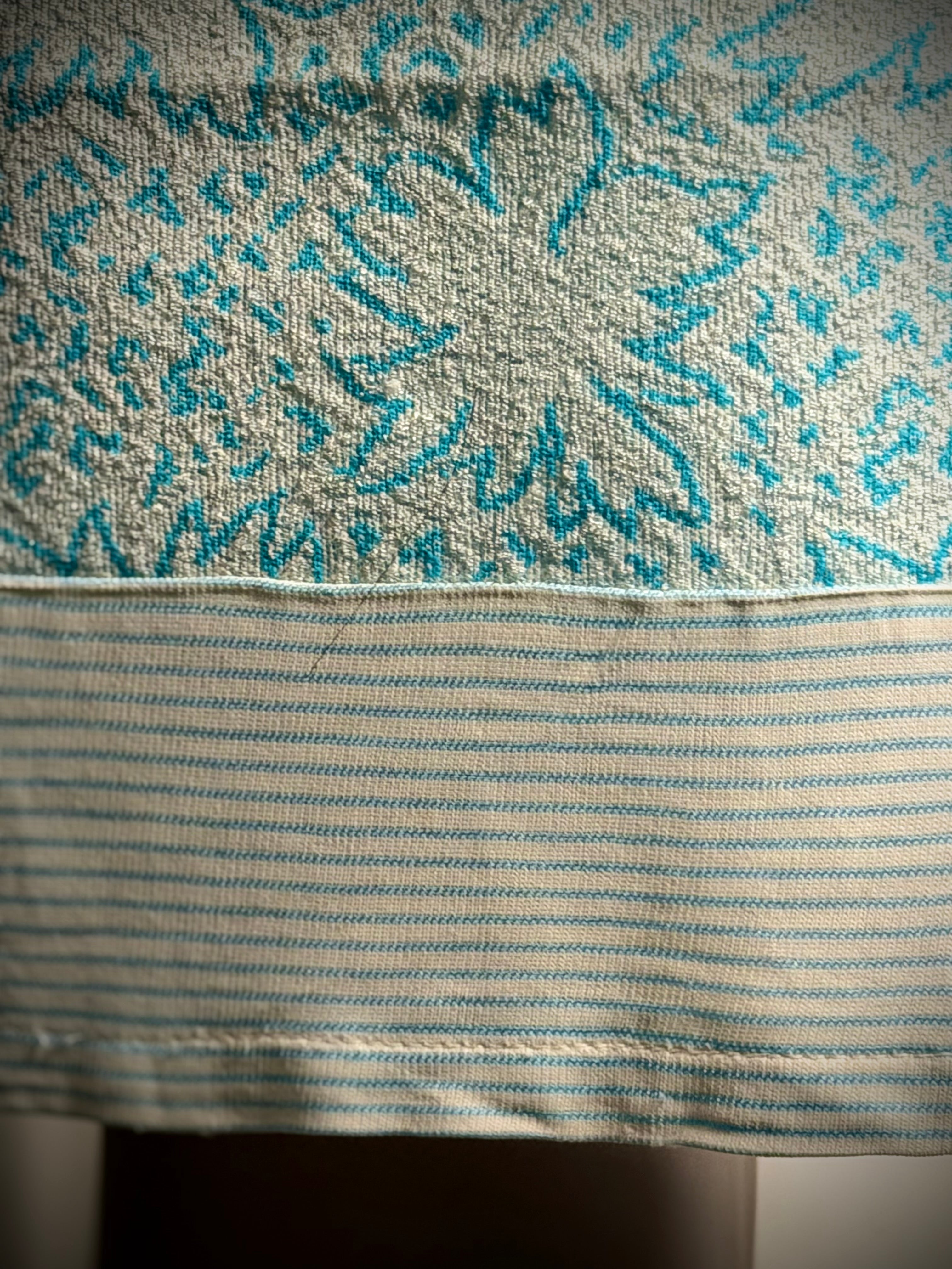 Immaculate 1960s Turquoise-Trimmed Textured Day Dress