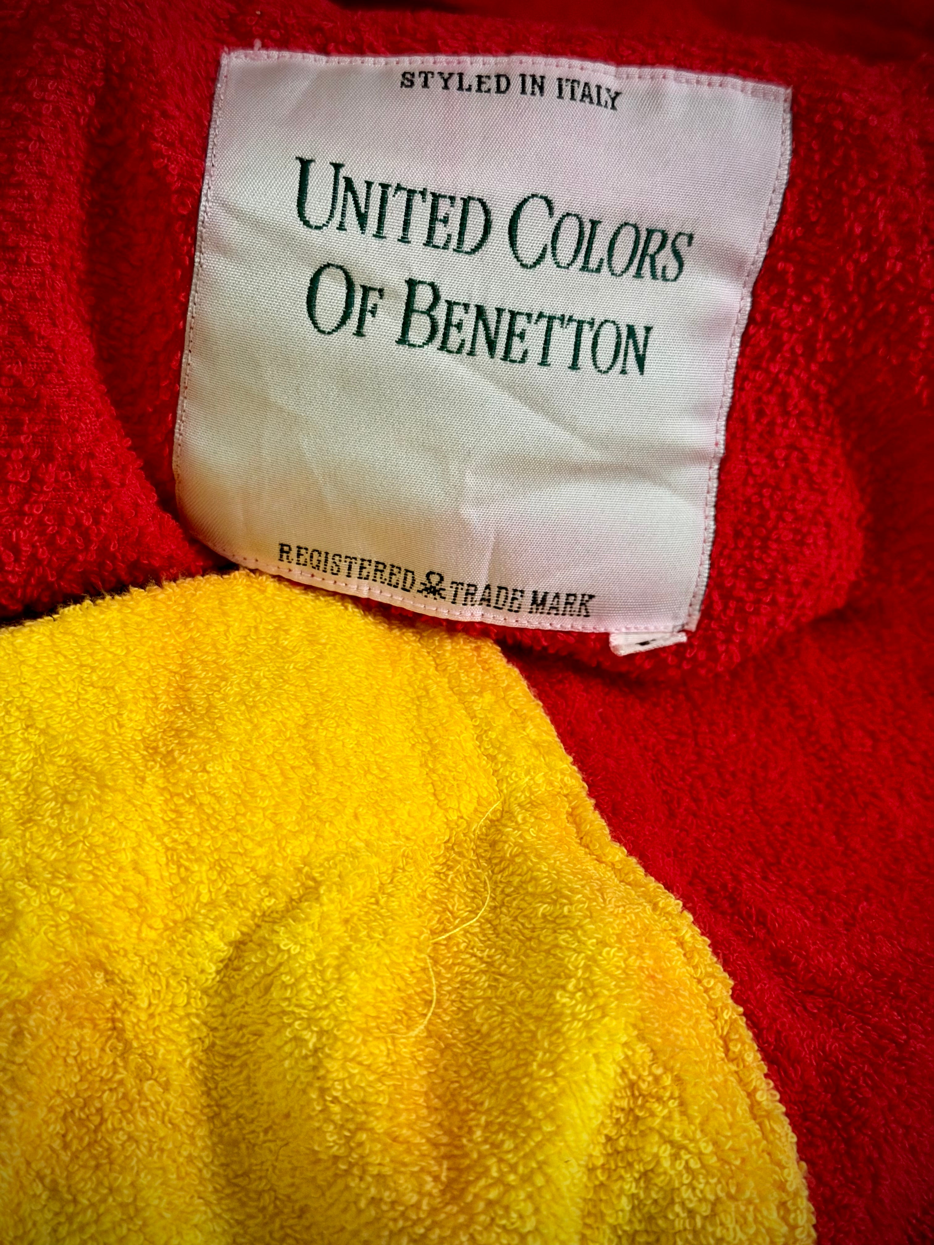 Deadstock 90s United Colors of Benetton Terry Robe - Red and Yellow (Styled in Italy)