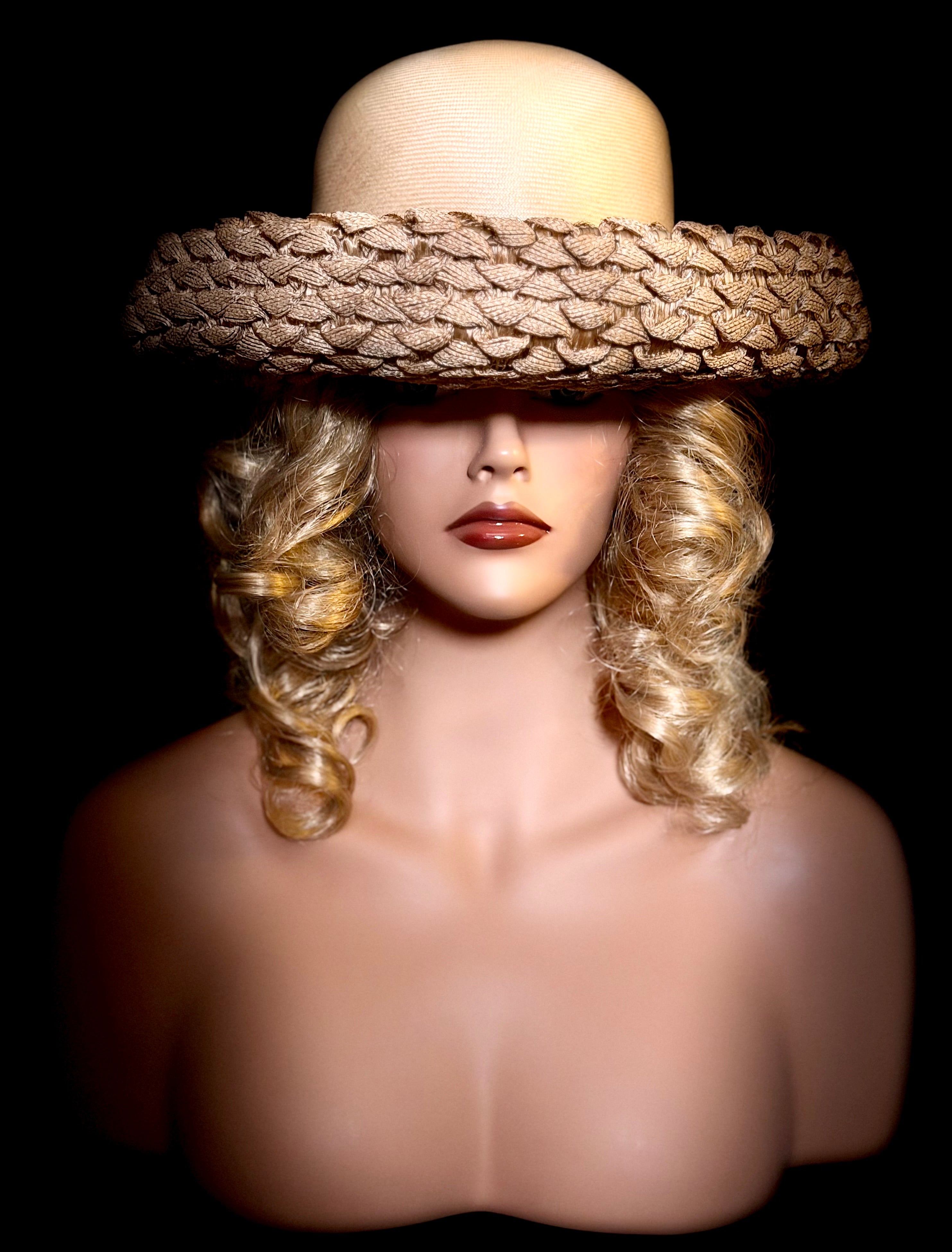 Mid-Century Straw Hat by MK Milliners Sydney - Sculptural Braided Brim