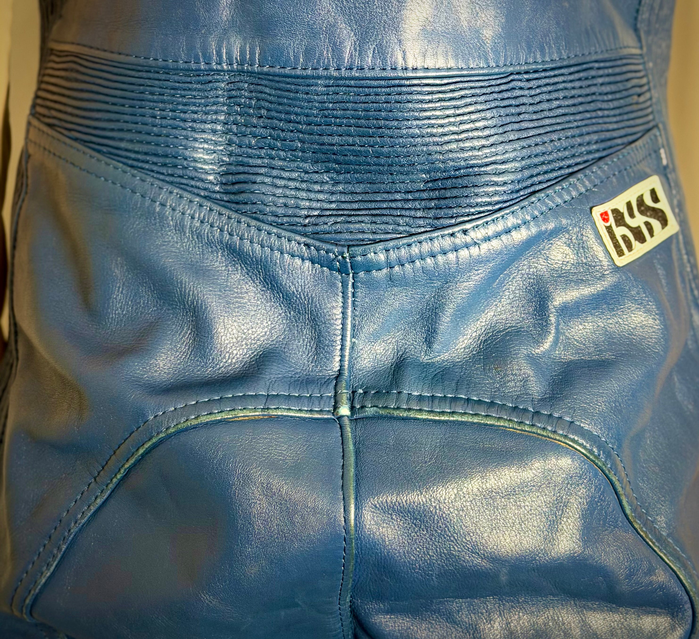 Vintage IXS Blue Leather Motorcycle Overalls -Rare