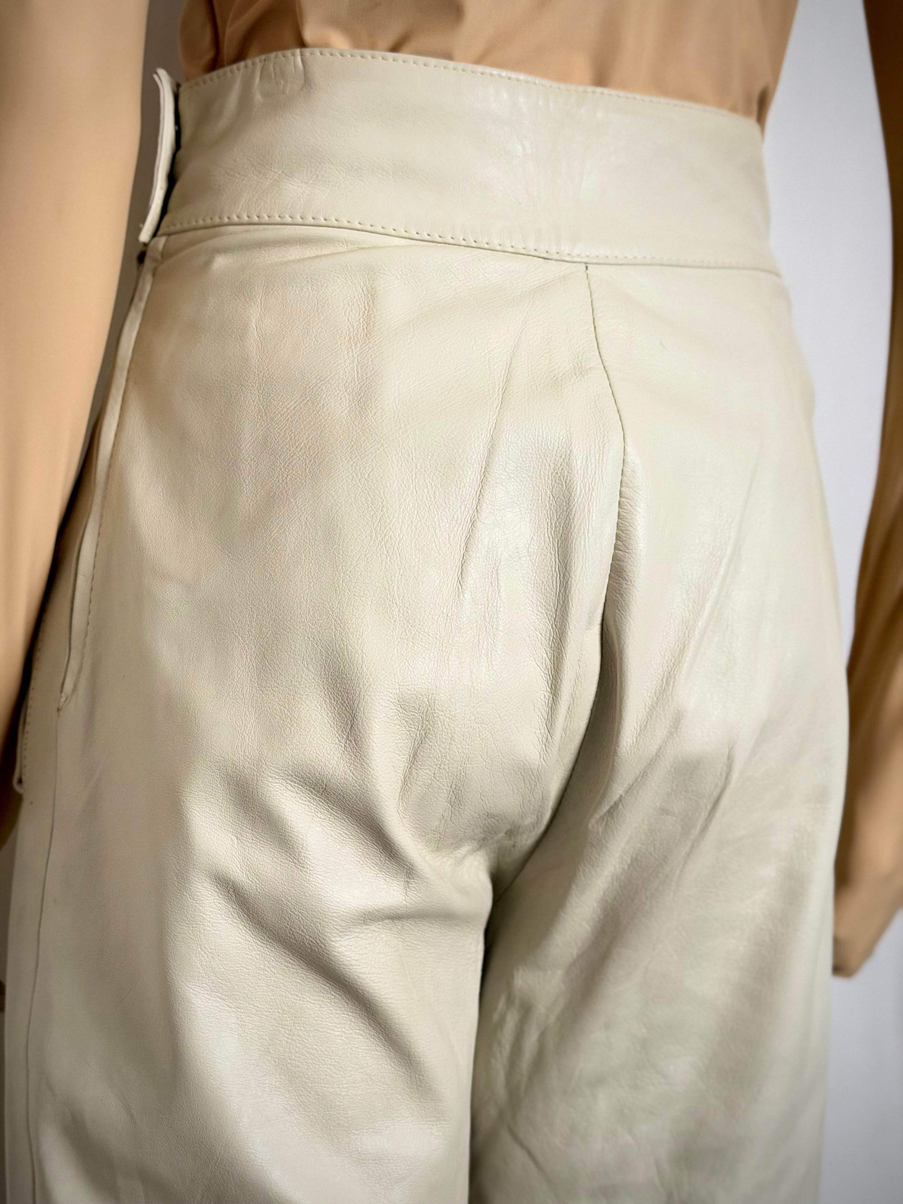 Butter-Soft Ivory Leather Pants