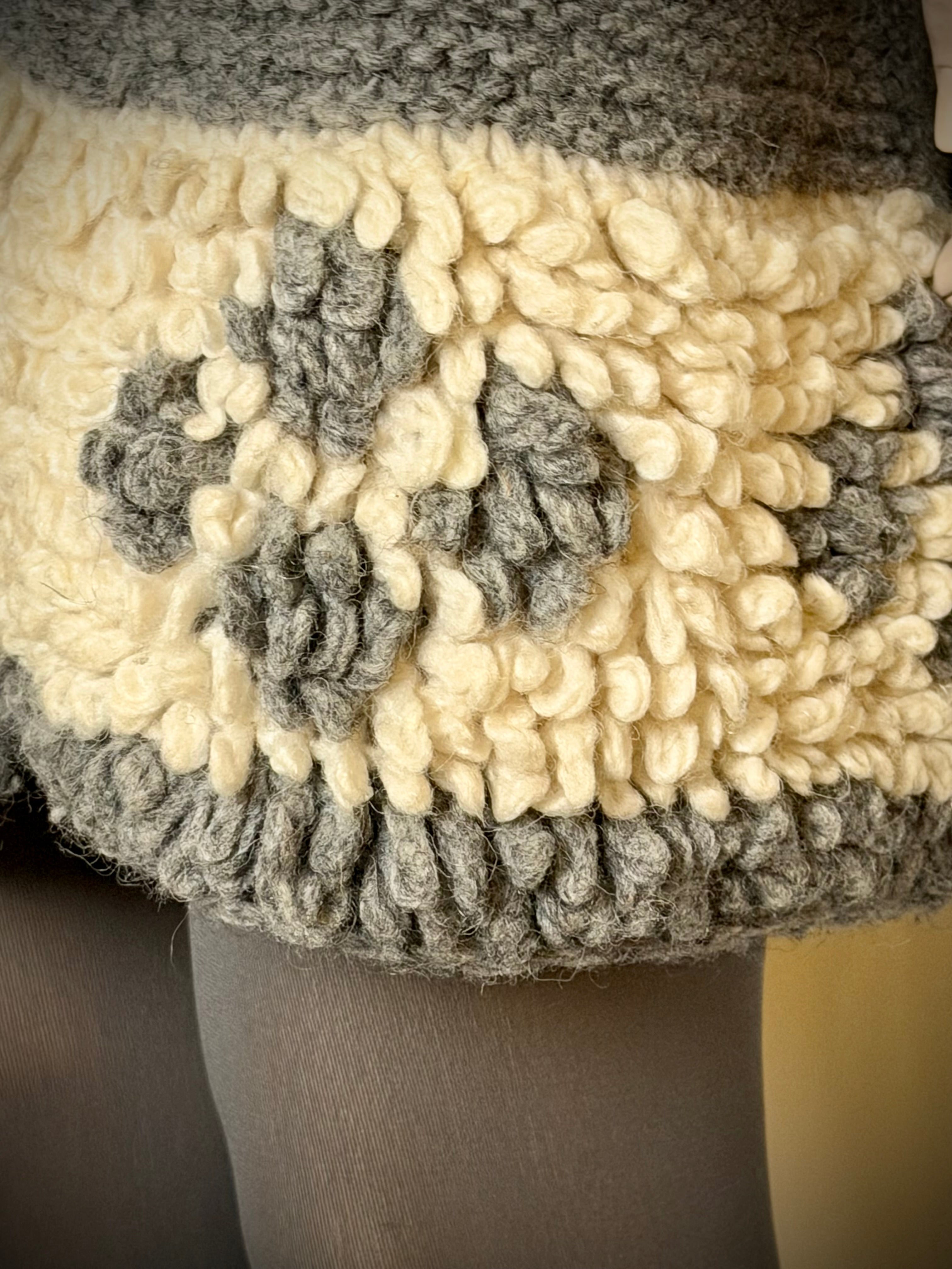 1970s Hand Knitted Nordic Wool Cardigan With Leather Belt