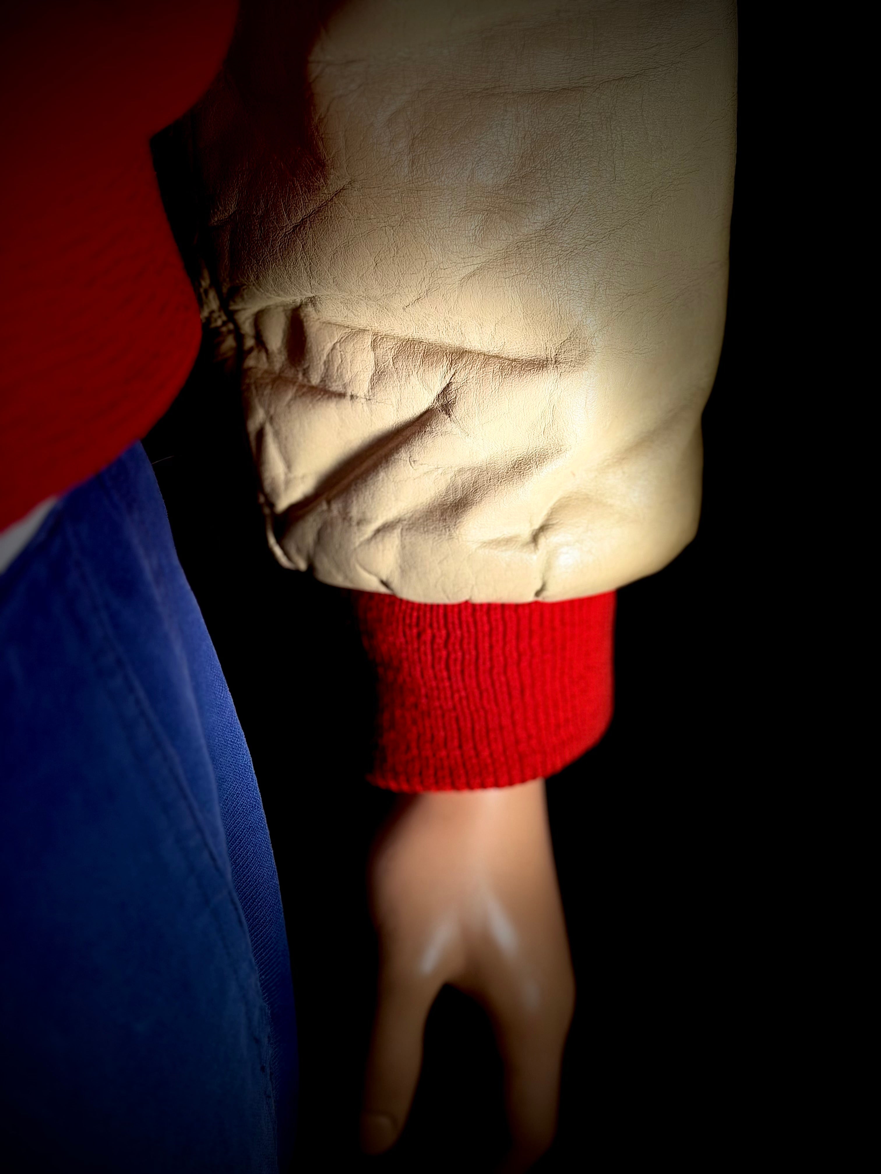 1950s–60s Red Varsity Jacket with Leather Sleeves