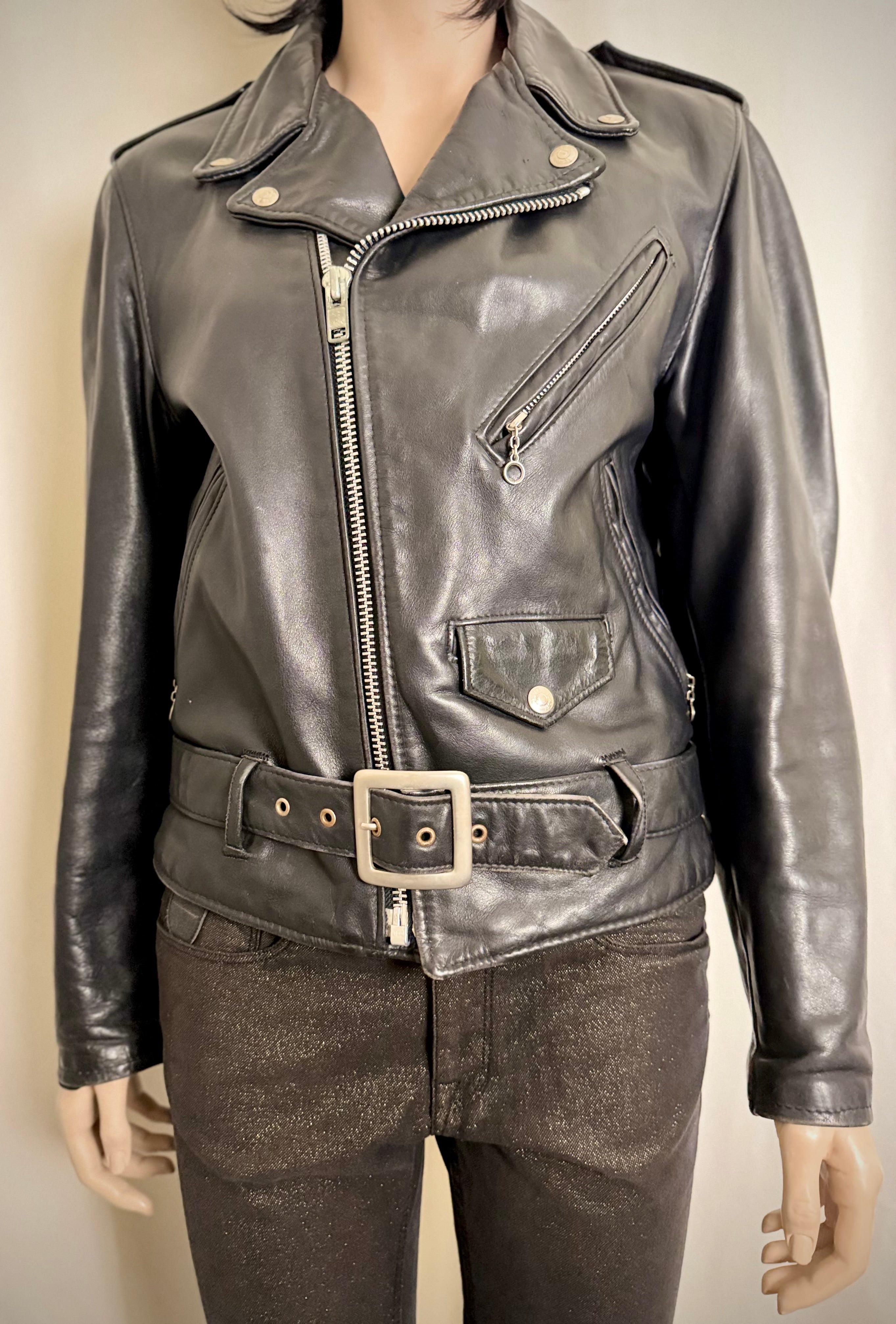 Authentic Vintage Schott NYC Perfecto Leather Motorcycle Jacket Made in the USA.