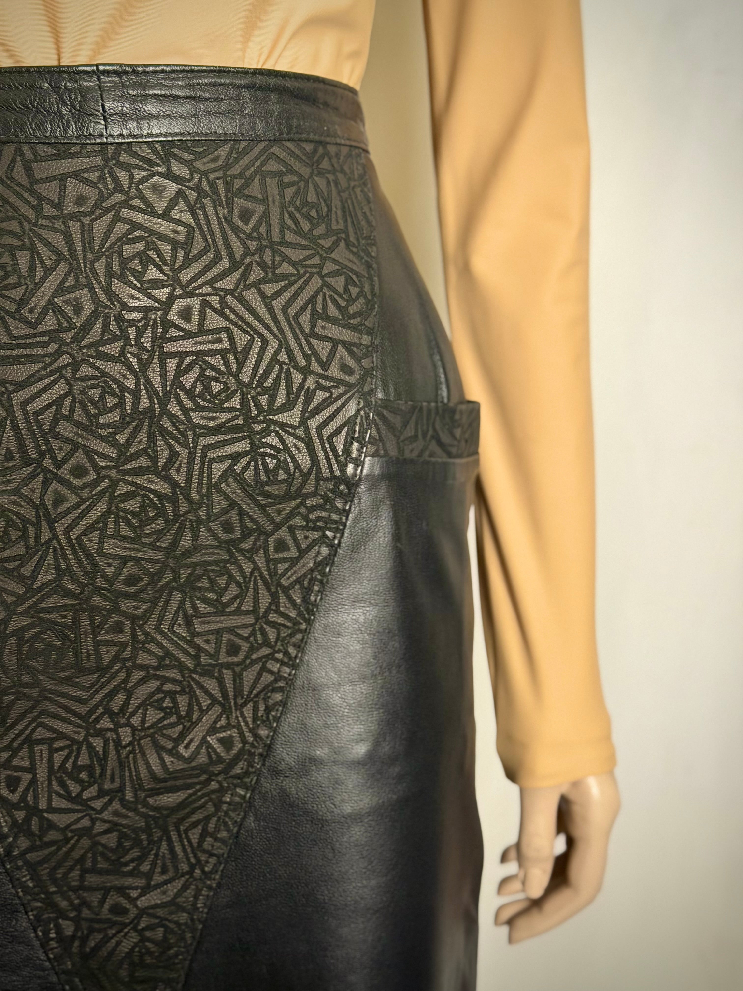1980s Leather Cut-Out Skirt
