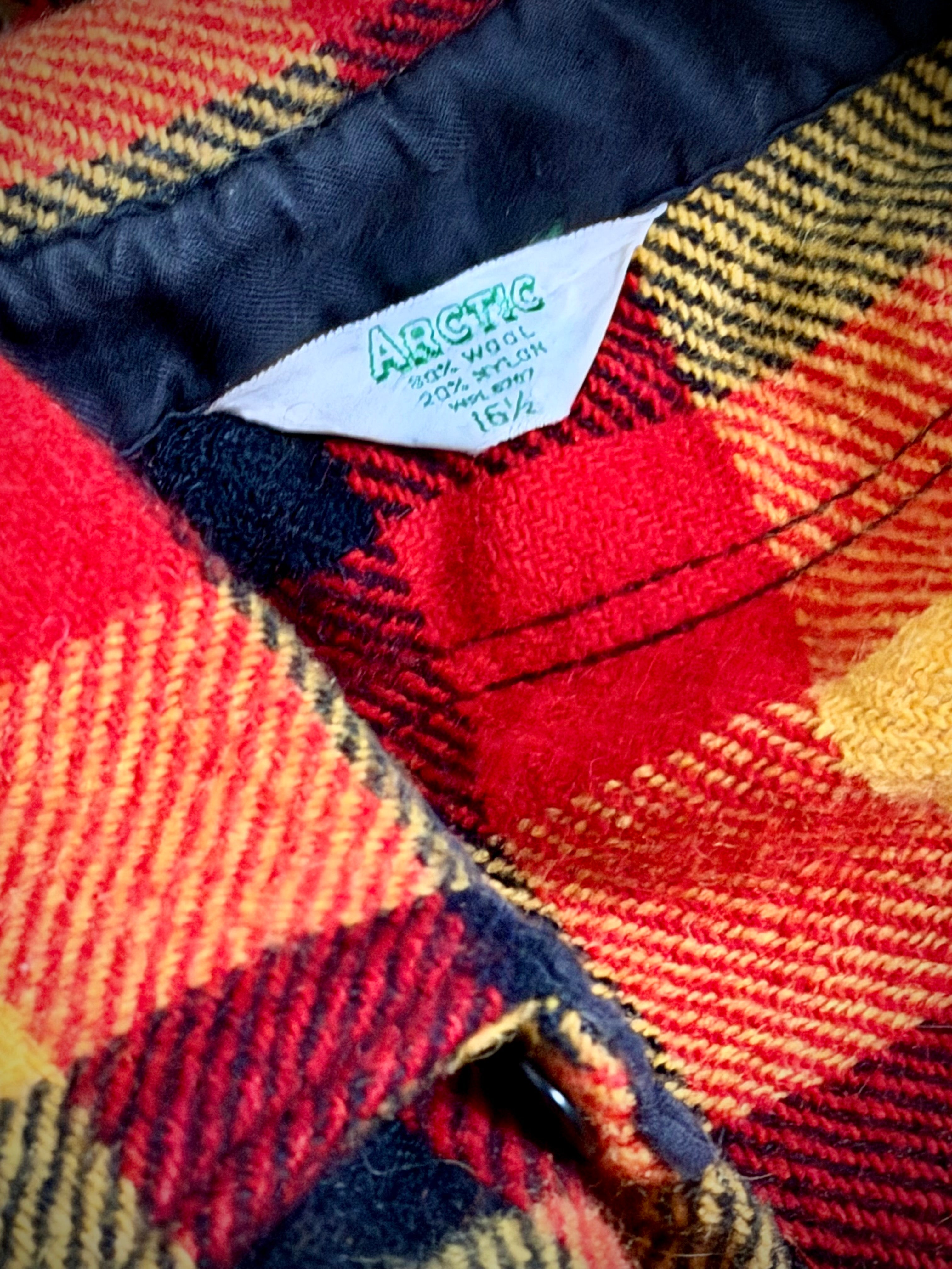 1960s Red and Gold Plaid Wool Shirt | Heavy Flannel