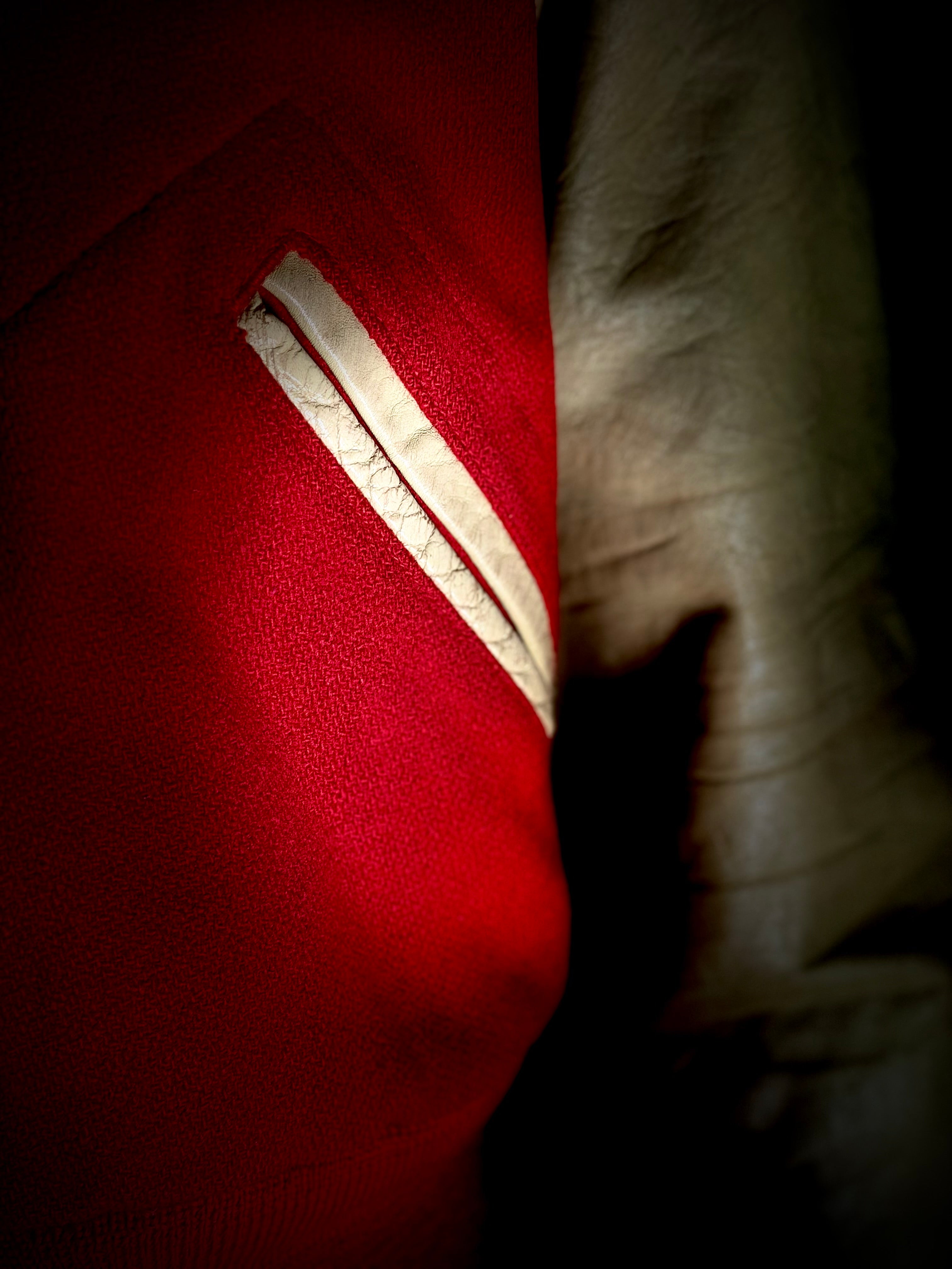 1950s–60s Red Varsity Jacket with Leather Sleeves