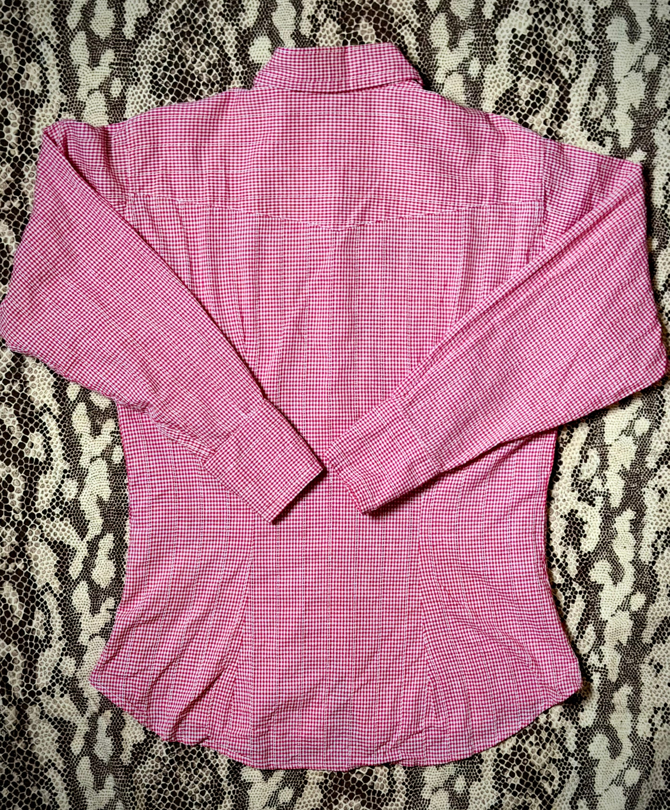 Vintage Red Gingham Western Shirt - Stud Button Detail - Fitted Cotton