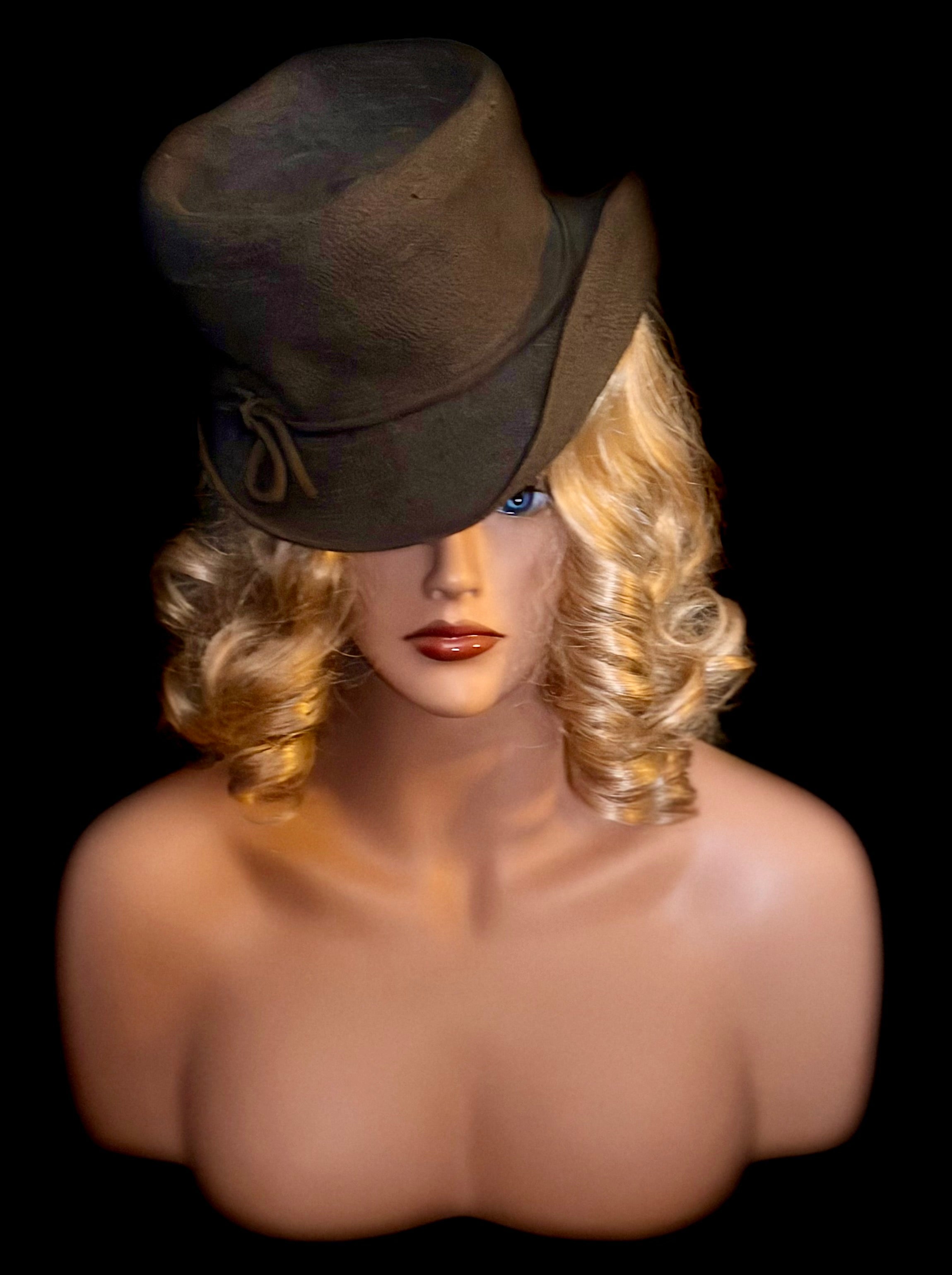 1940s Brown Tilt Topper Hat
- Wartime Millinery