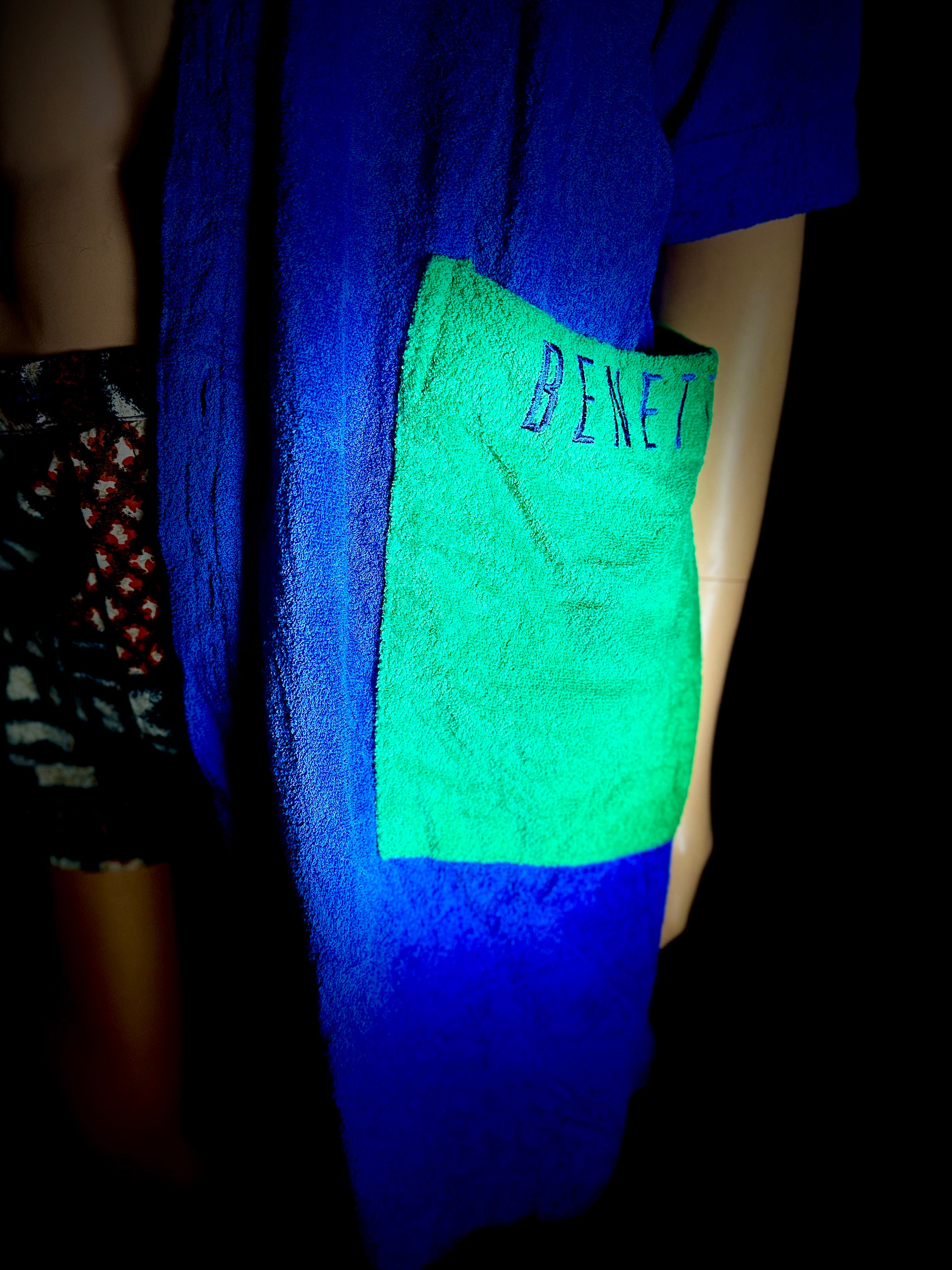 Deadstock 90s United Colors of Benetton Terry Robe | Blue and Green (Styled in Italy)