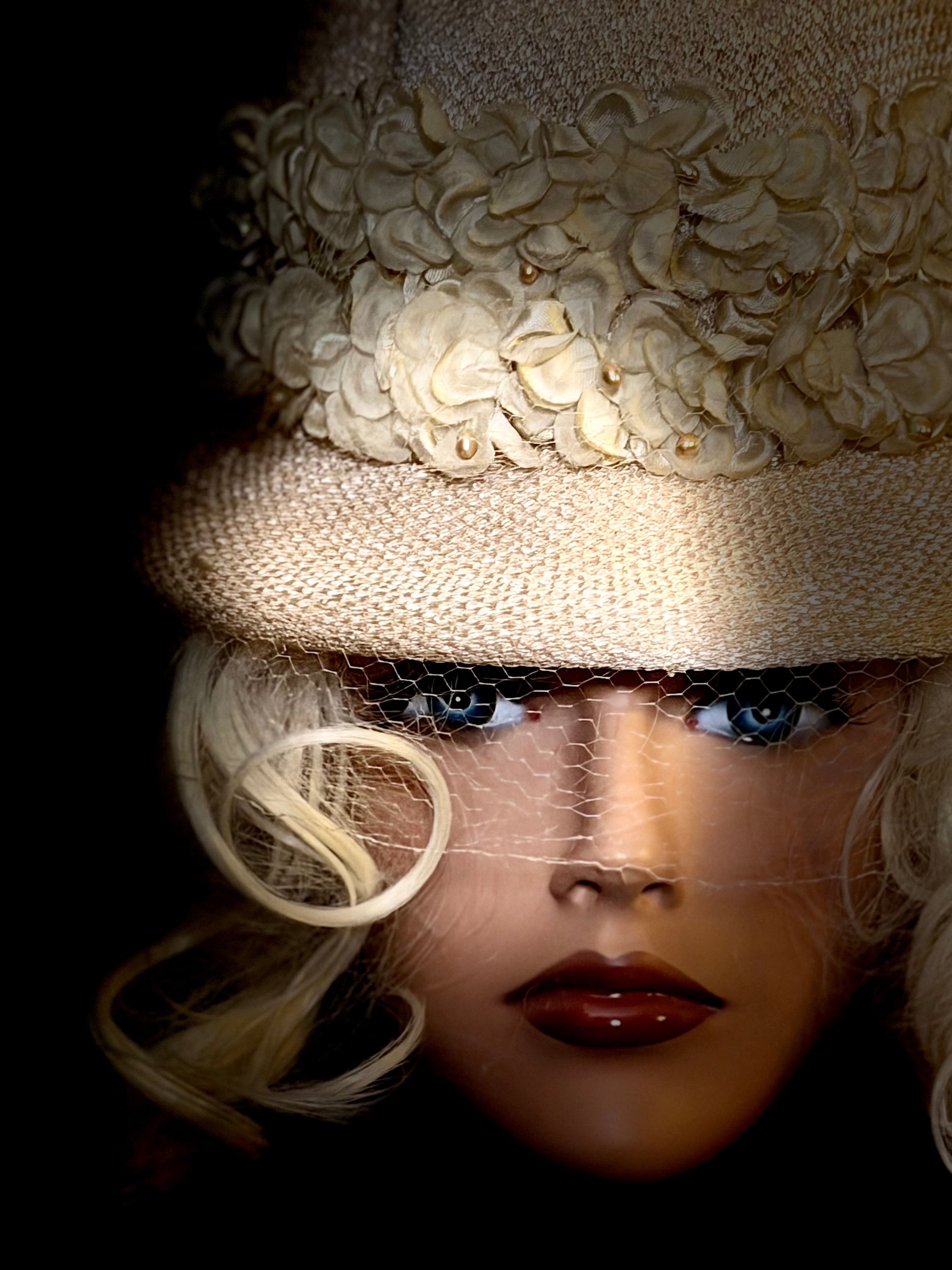 Floral Hat - 1950s Net & Bloom Trim