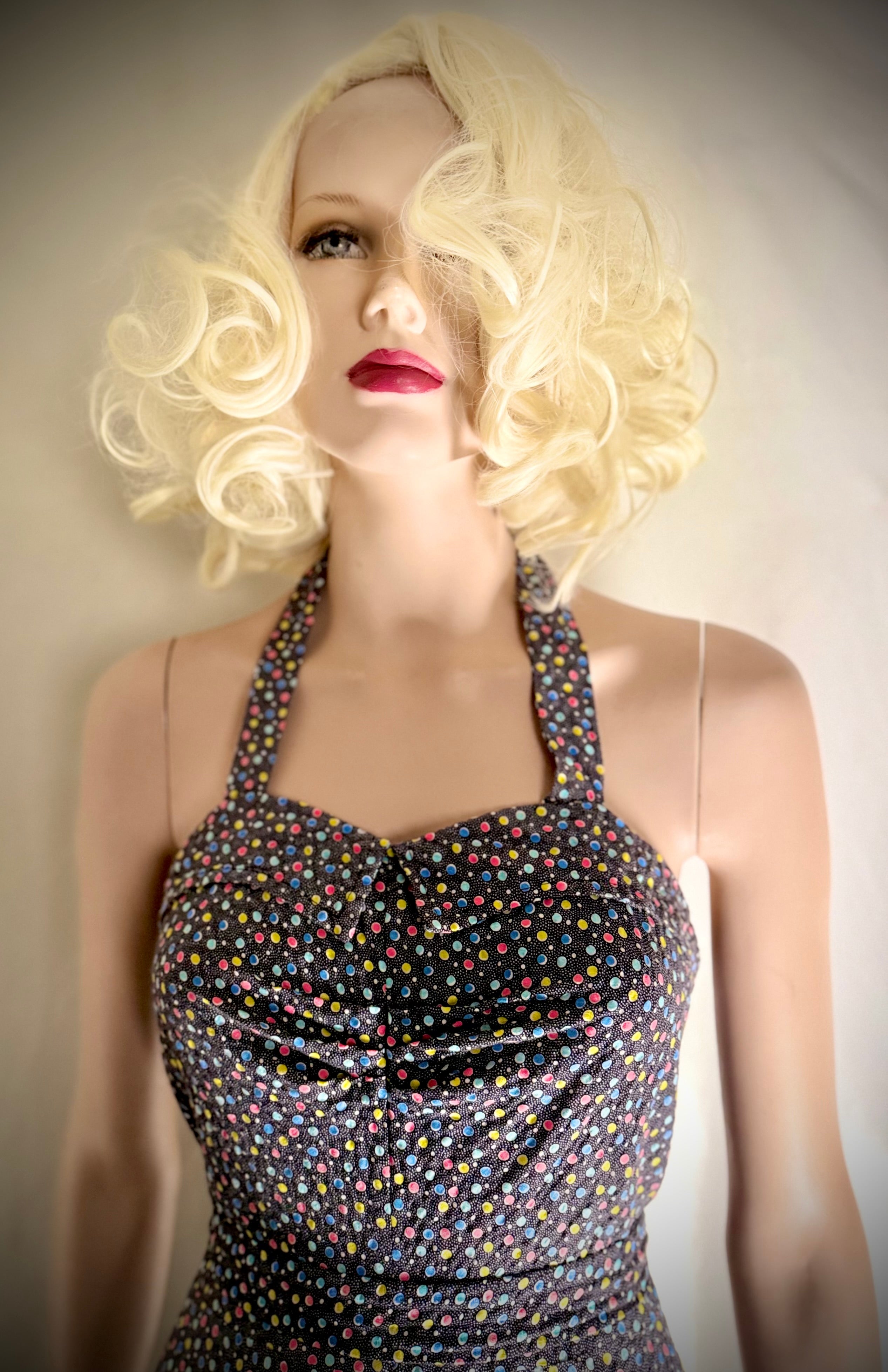 1970s San Francisco Polka Dot Halter Dress