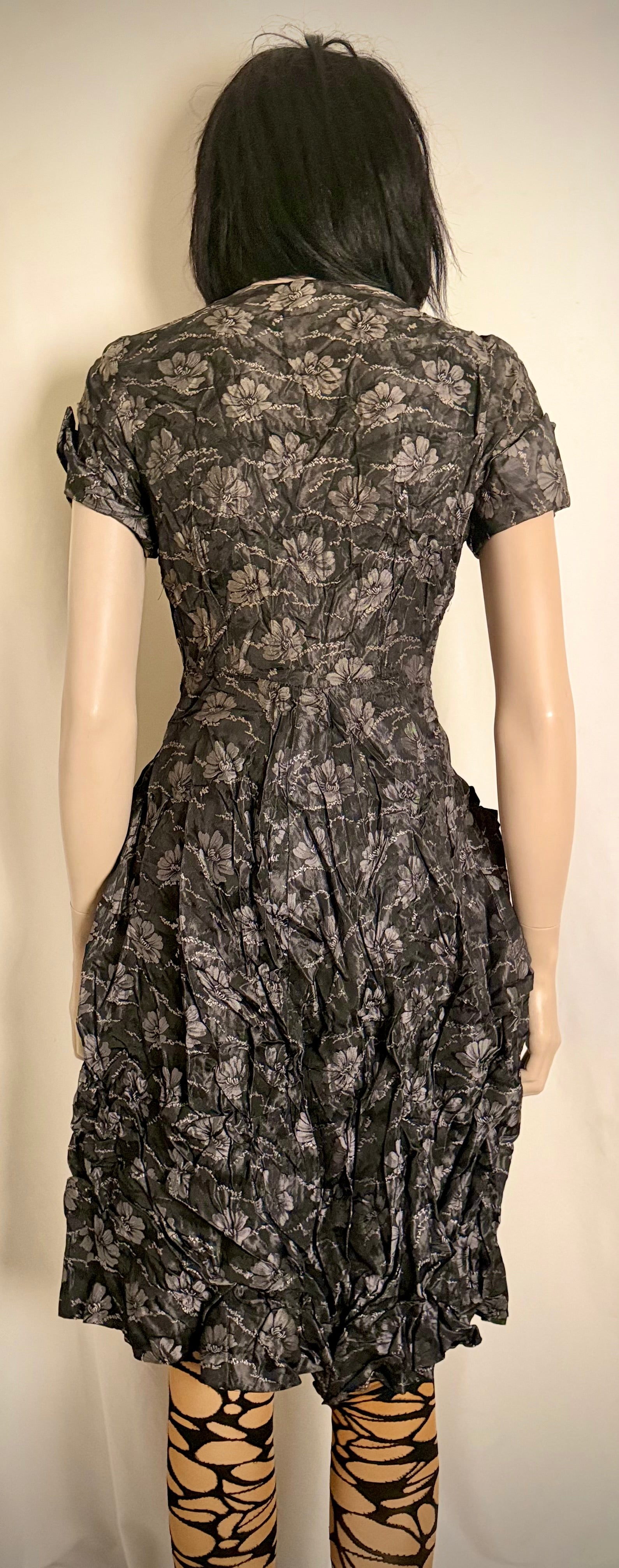 Late 1940s–Early 1950s Sculptural Floral Cocktail Dress