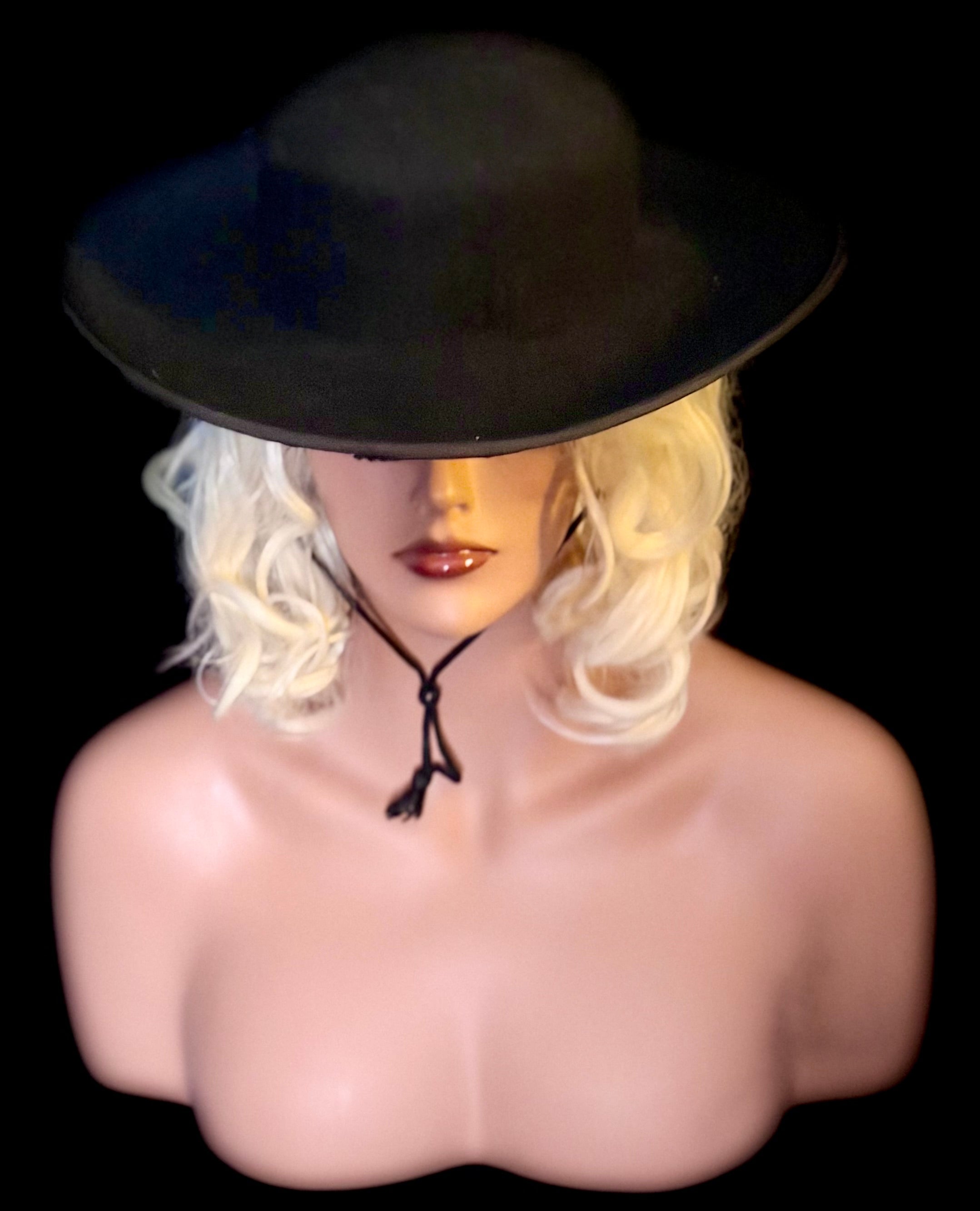 Black Wool Felt Wide-Brim Hat (1960s)